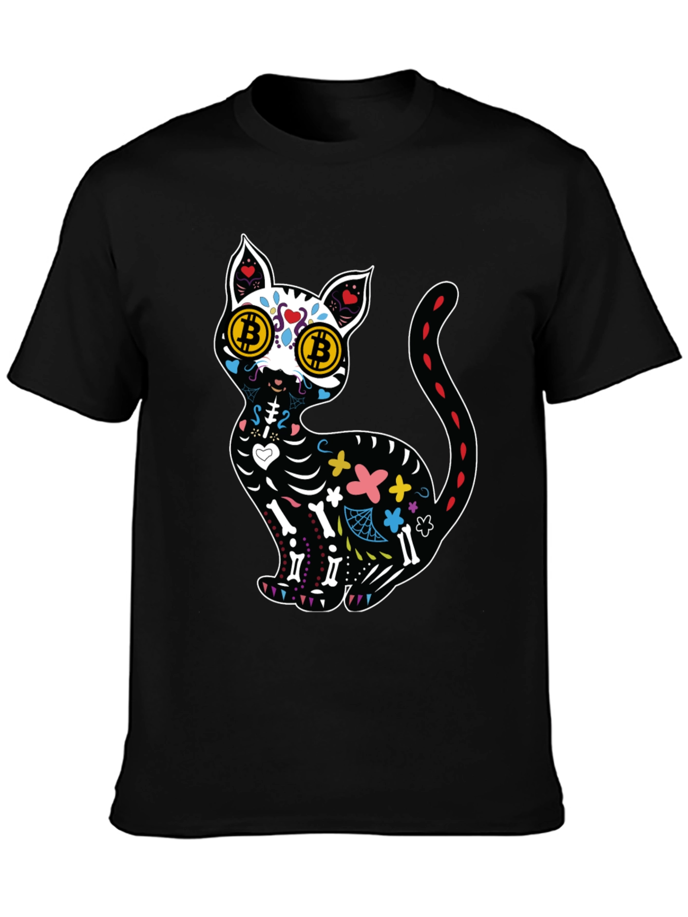 Bitcoin Cat Sugar Skull T-Shirt