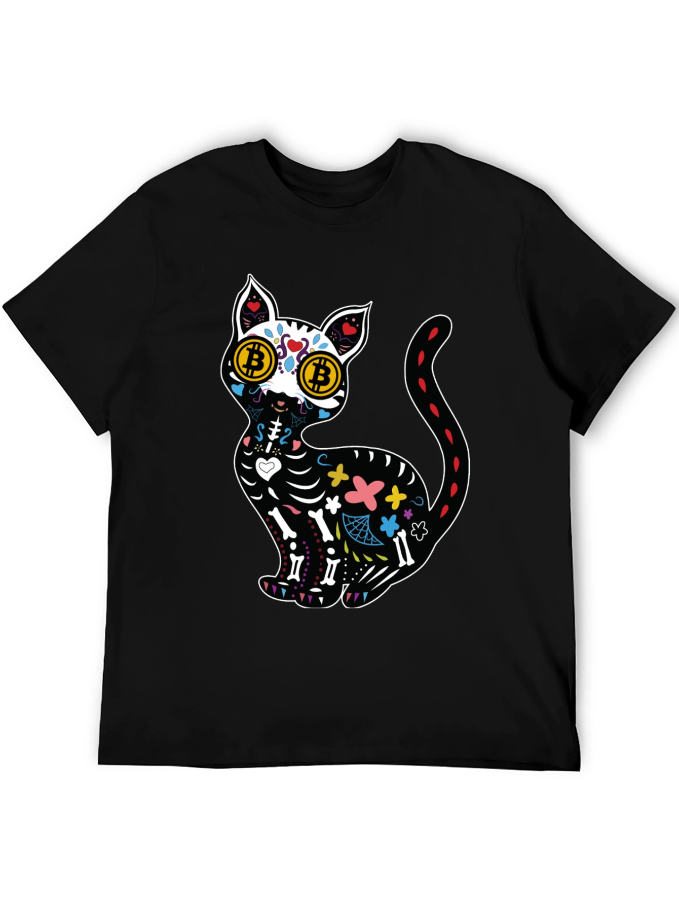 Bitcoin Cat Sugar Skull T-Shirt