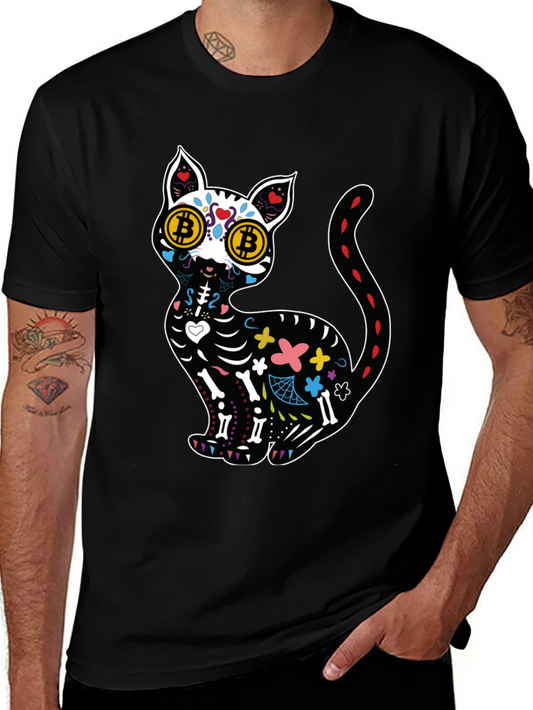 Bitcoin Cat Sugar Skull T-Shirt