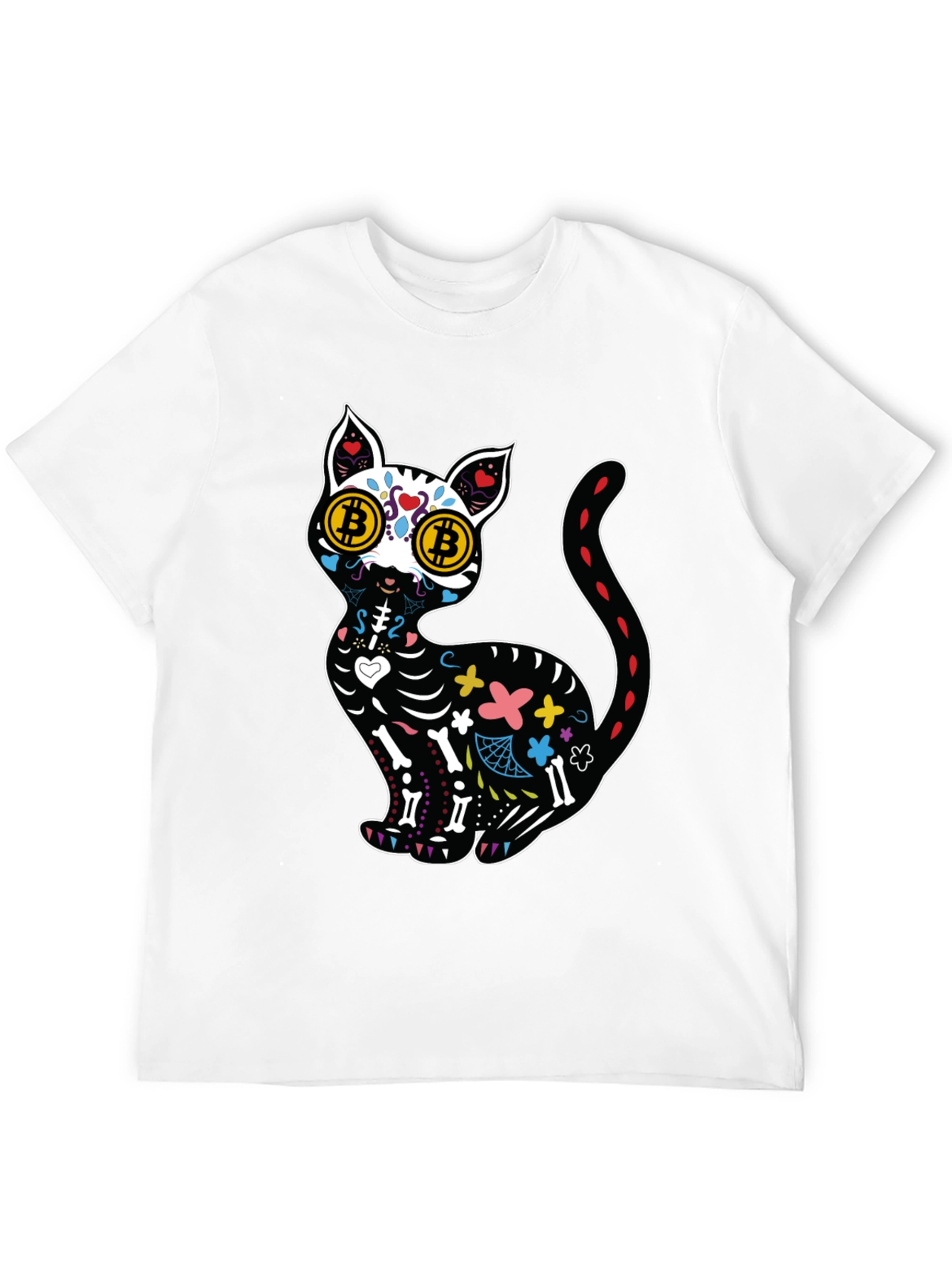 Bitcoin Cat Sugar Skull T-Shirt