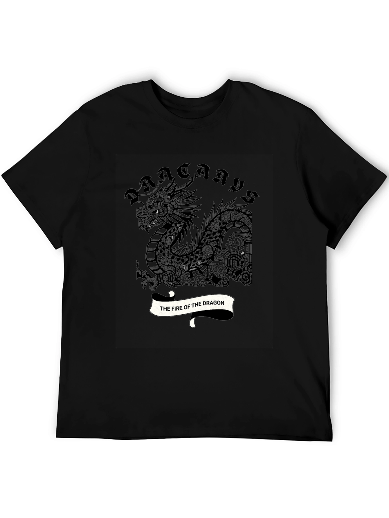 Dragon Fire T-Shirt - Mens Black Graphic Tee