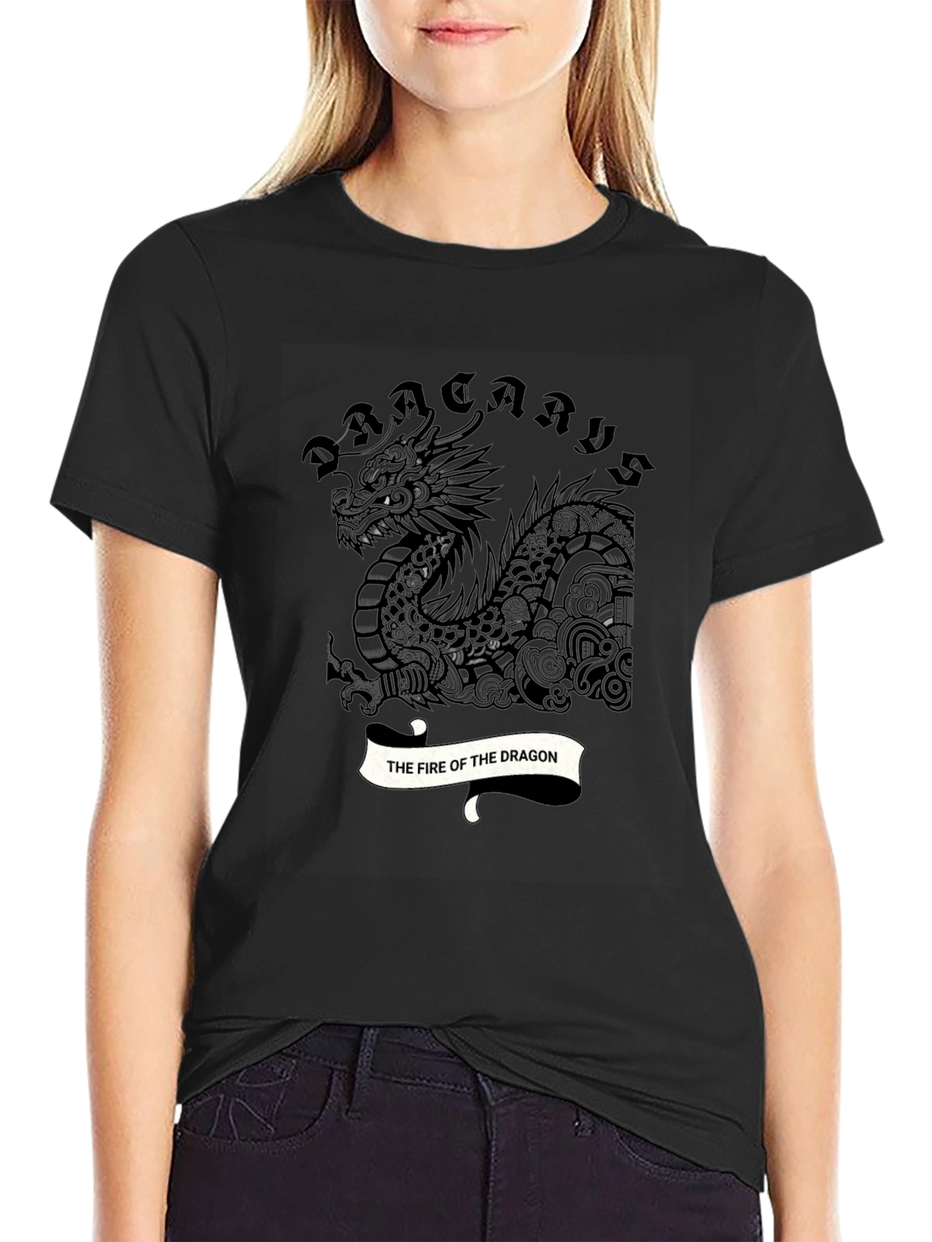 Dragon Fire T-Shirt - Mens Black Graphic Tee
