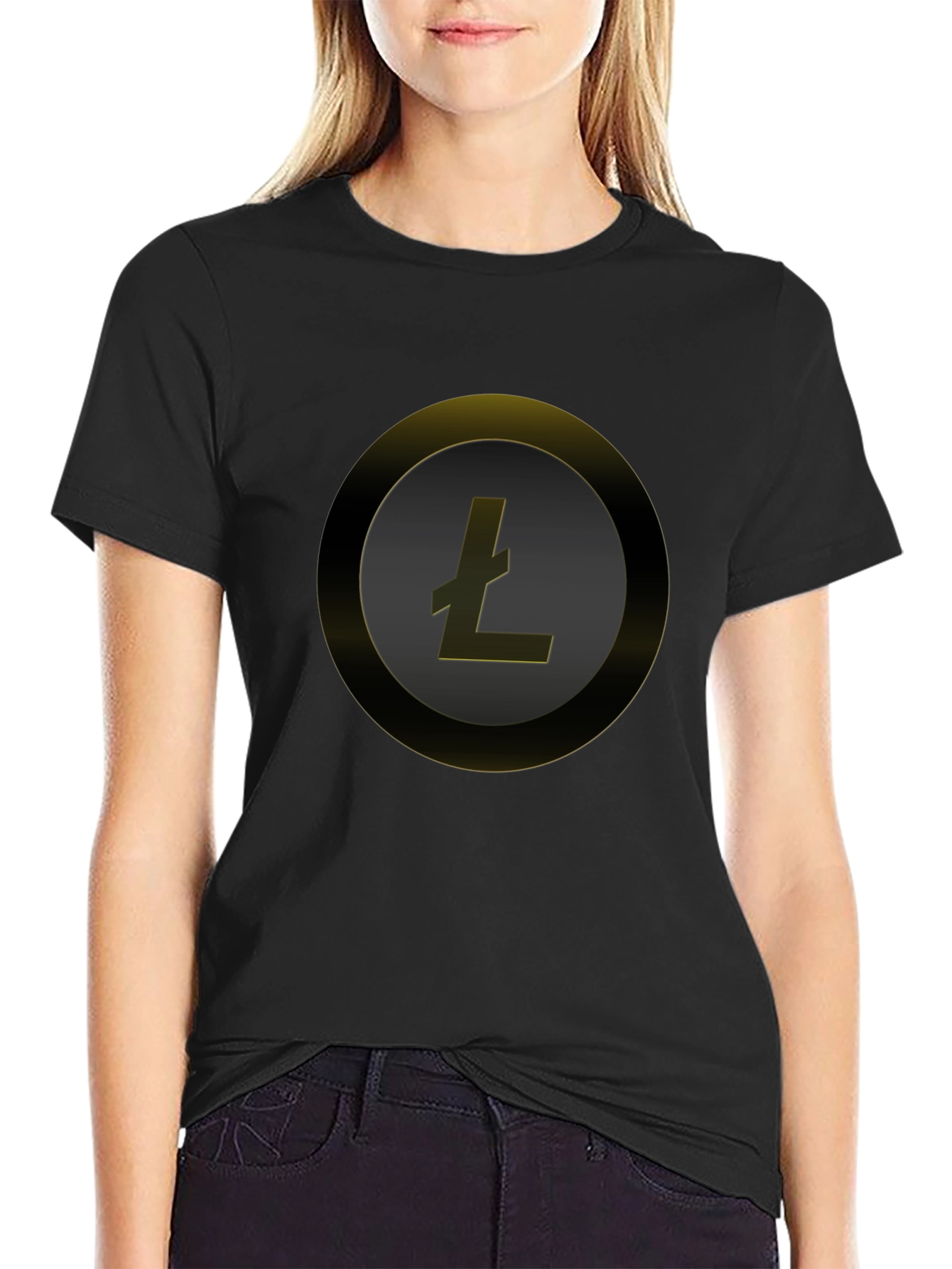 Litecoin Crypto Tee - Sleek Black Circle Design