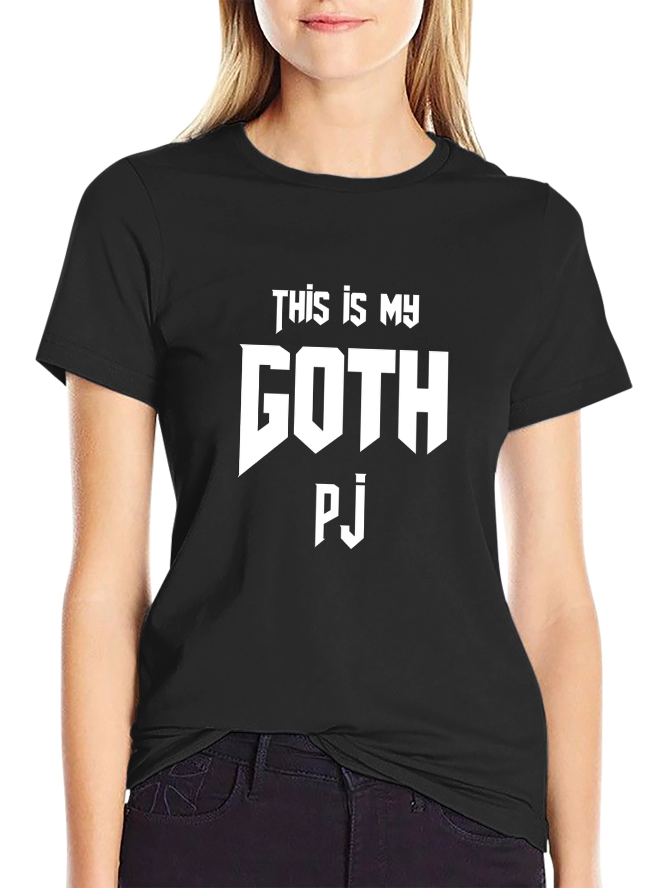 Goth PJ Graphic T-Shirt - Black
