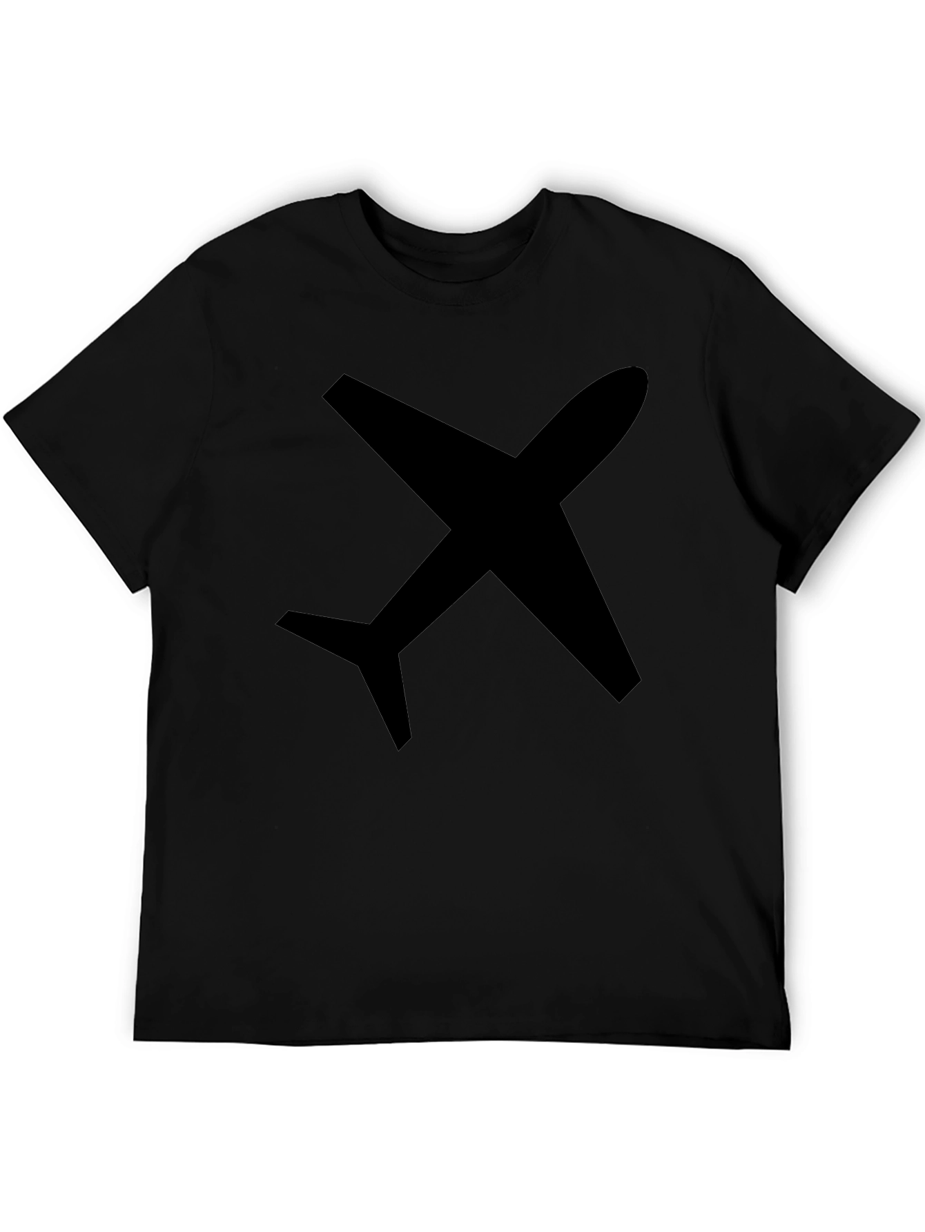 Airplane Graphic Tee - Black Cotton Casual