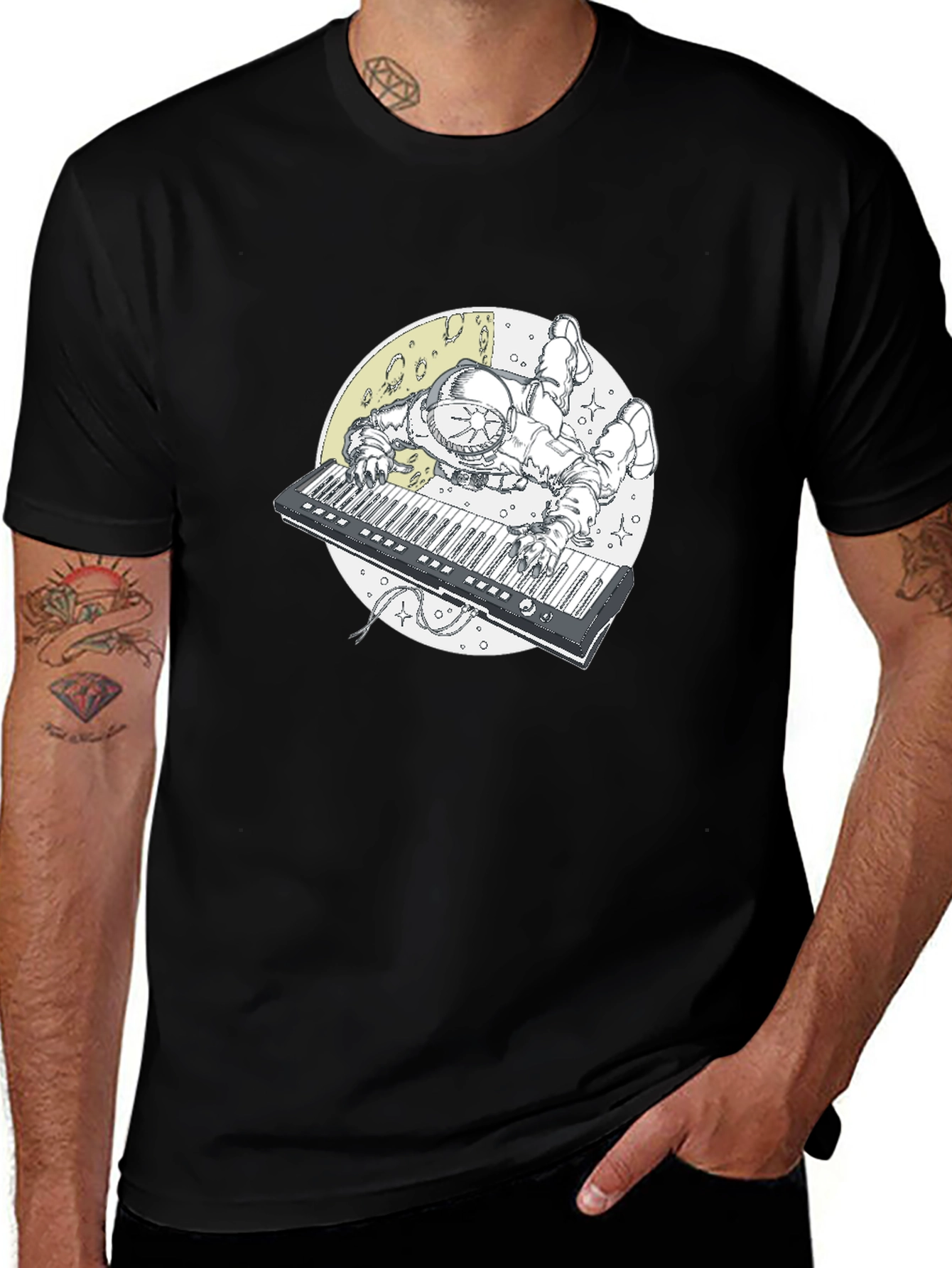 Astronaut Keyboard T-Shirt - Space Musician Tee