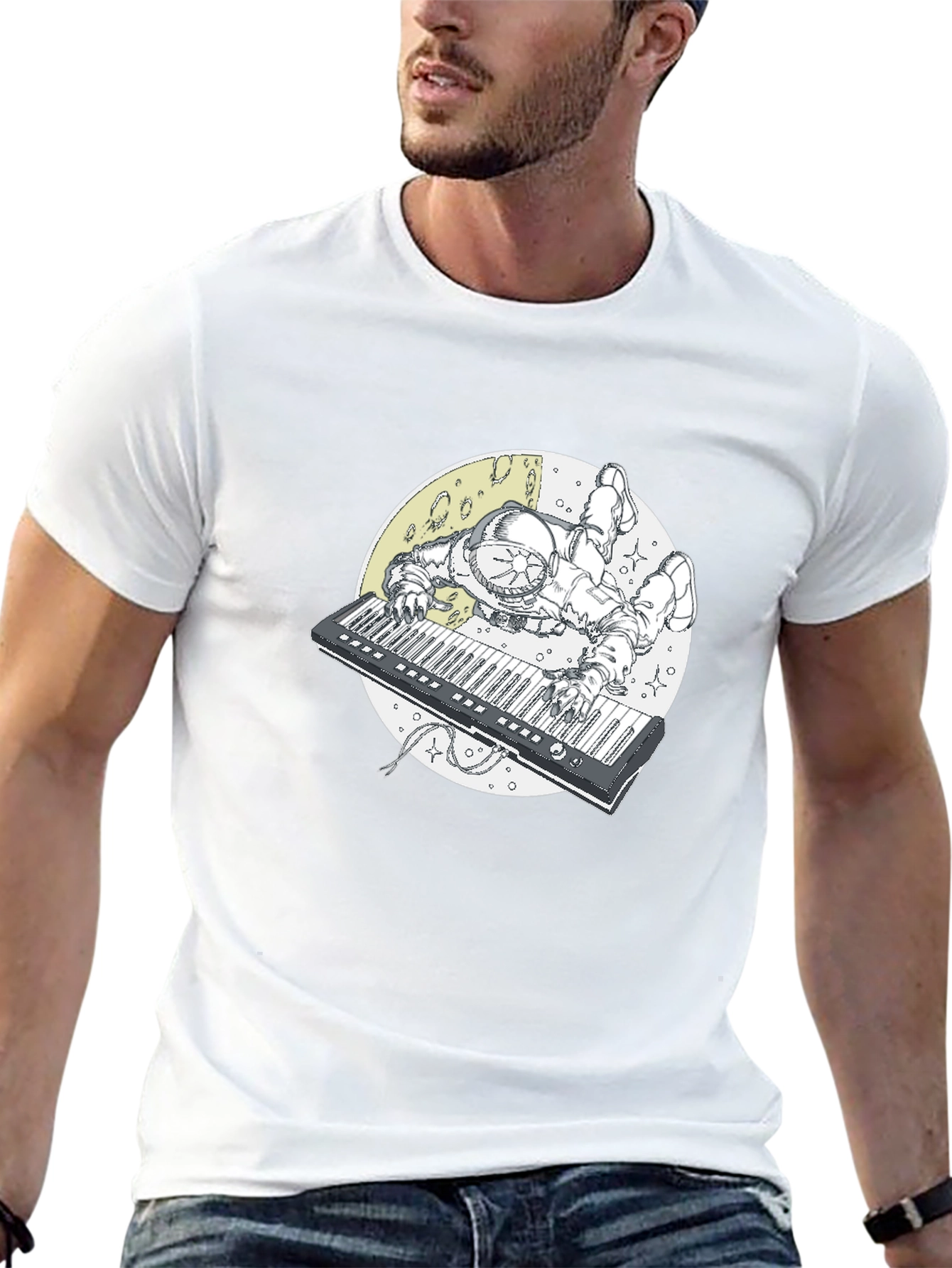 Astronaut Keyboard T-Shirt - Space Musician Tee