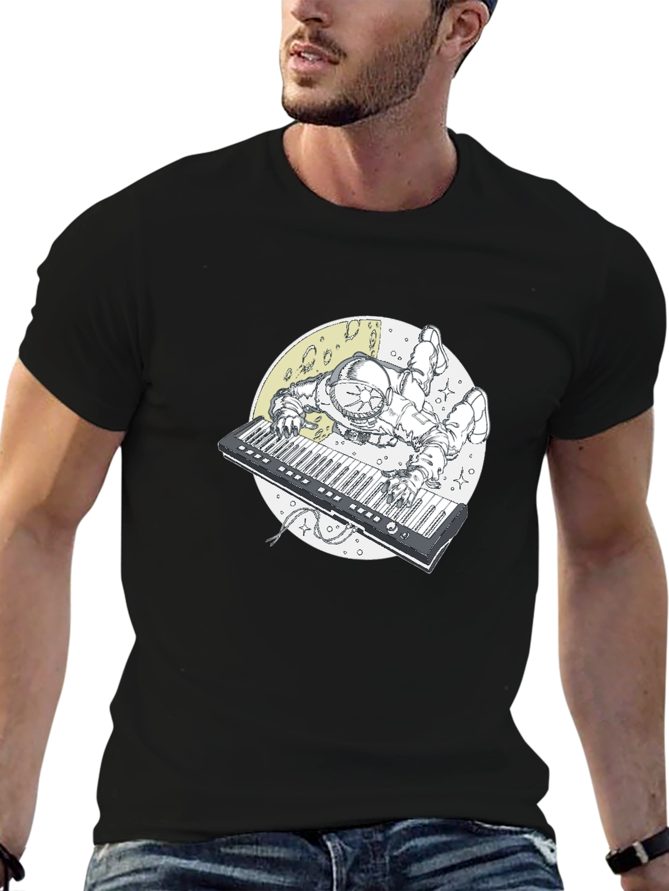 Astronaut Keyboard T-Shirt - Space Musician Tee