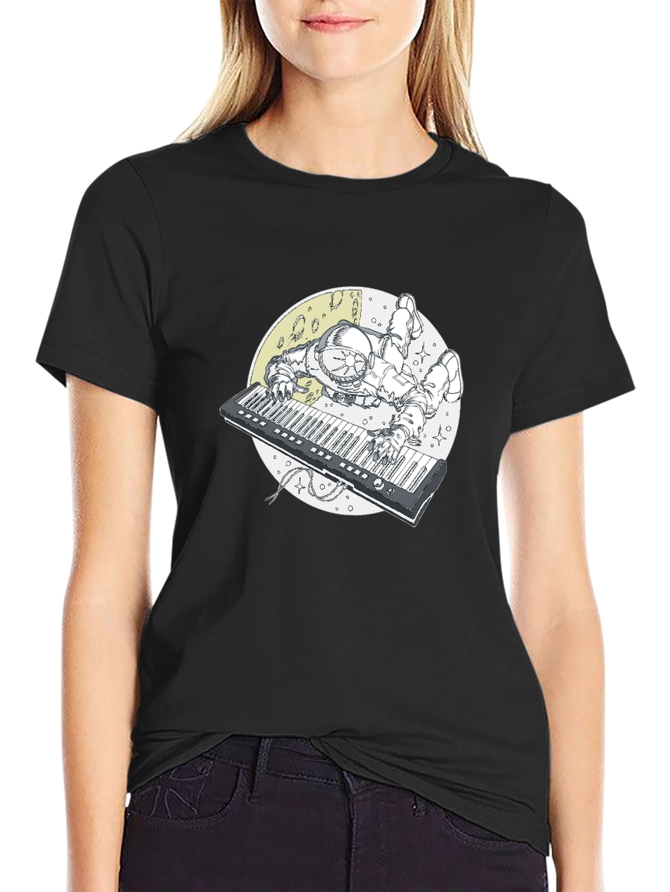 Astronaut Keyboard T-Shirt - Space Musician Tee