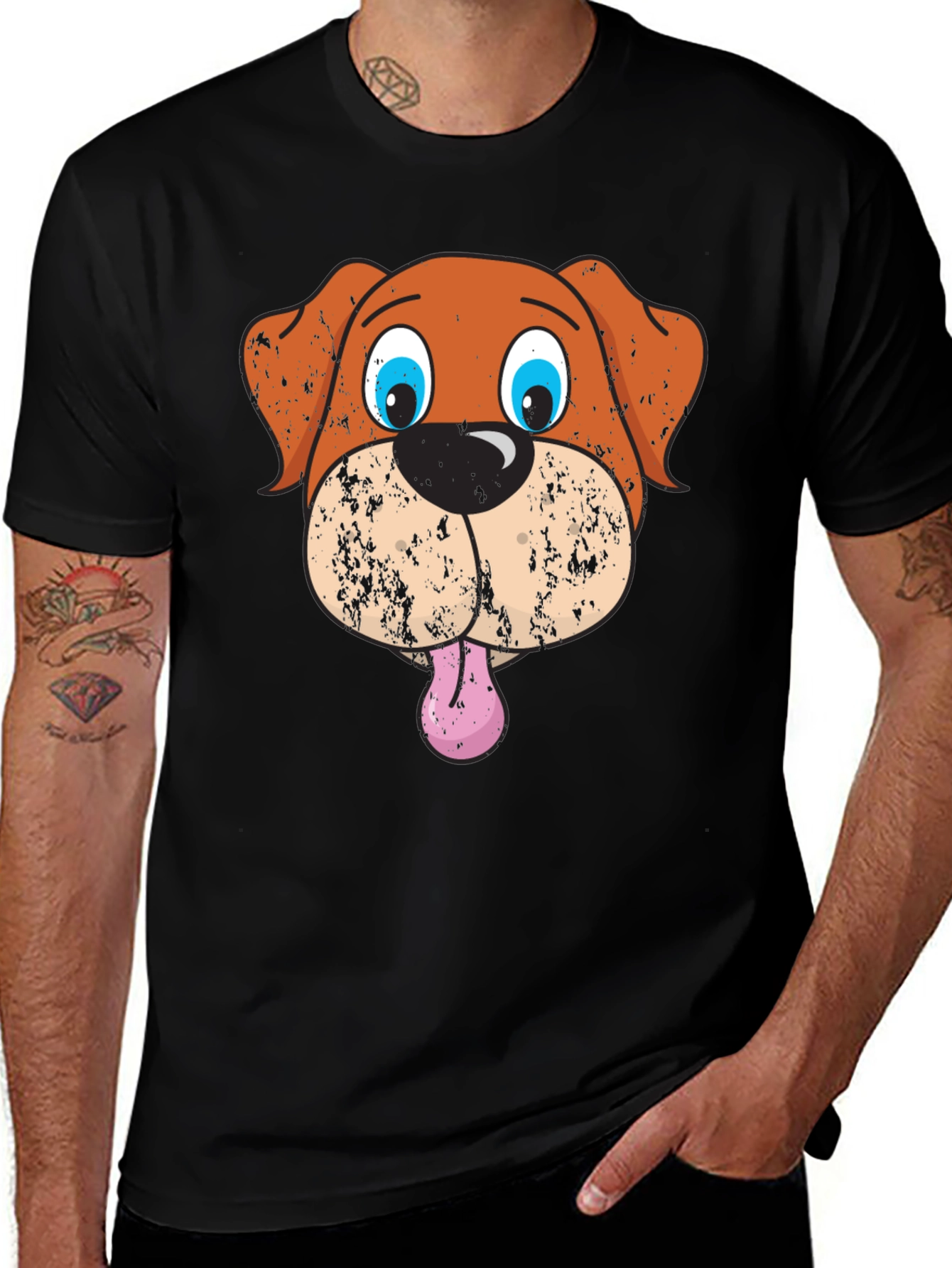 Funny Dog Graphic Black T-Shirt