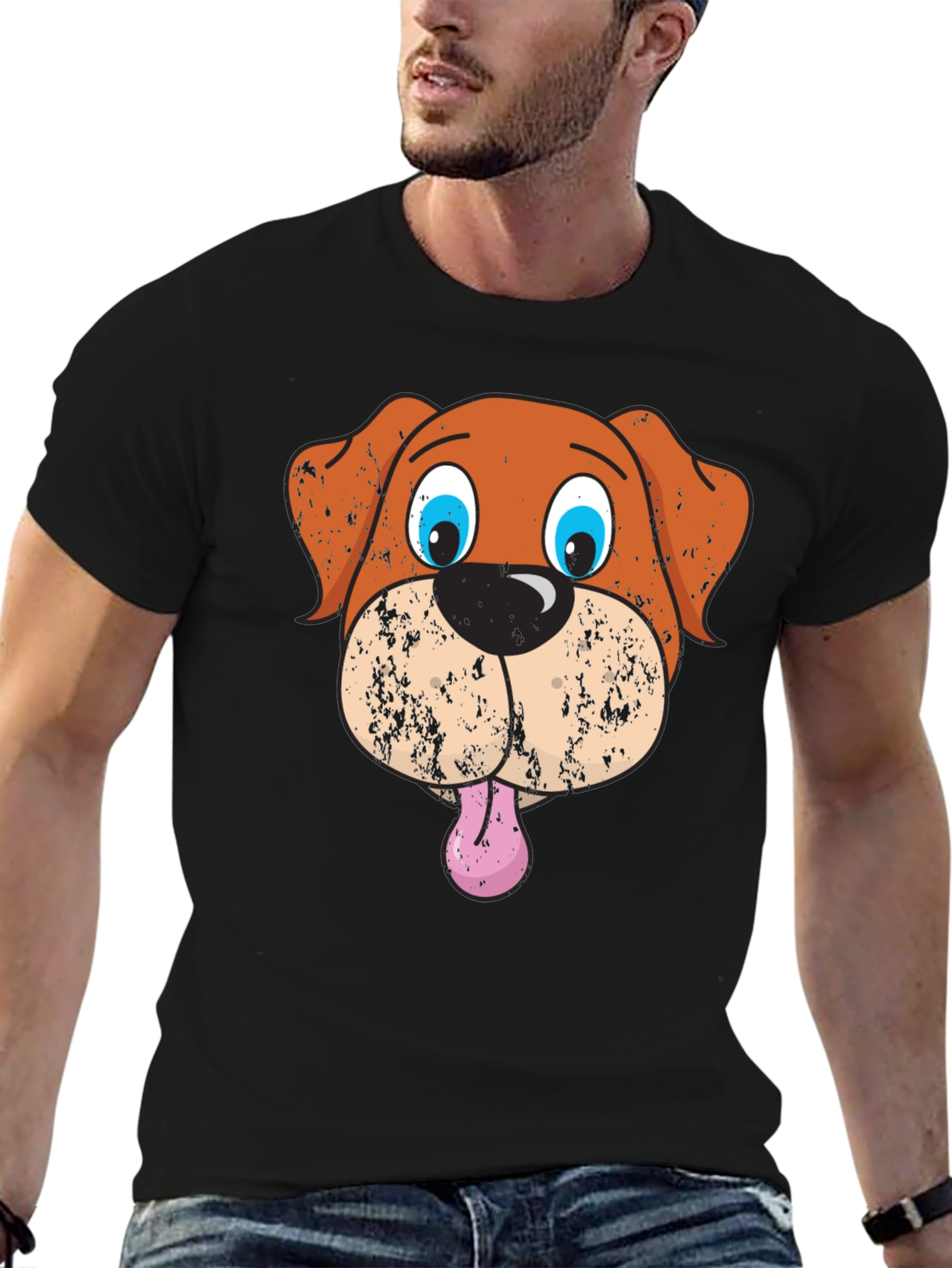 Funny Dog Graphic Black T-Shirt