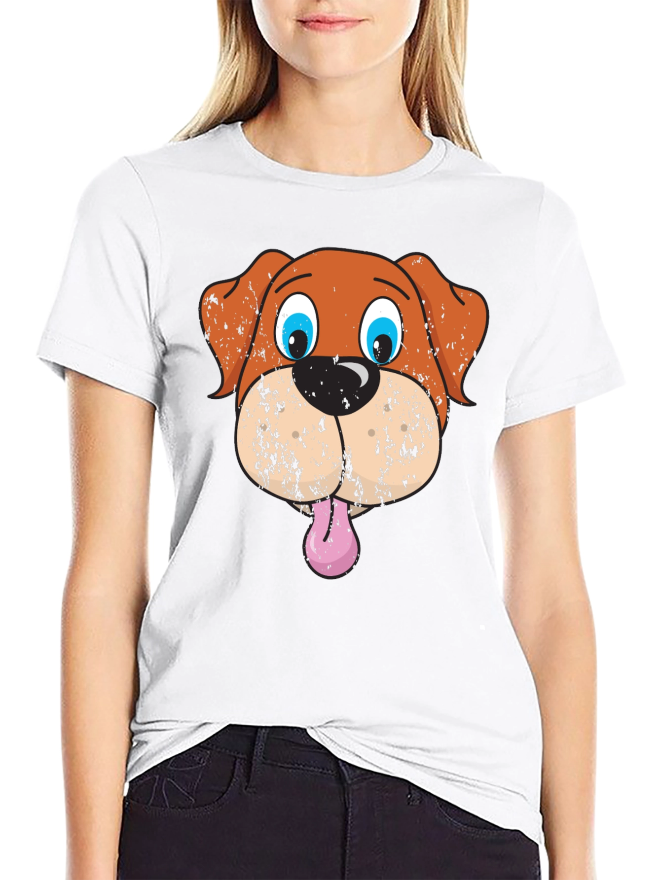Funny Dog Graphic Black T-Shirt