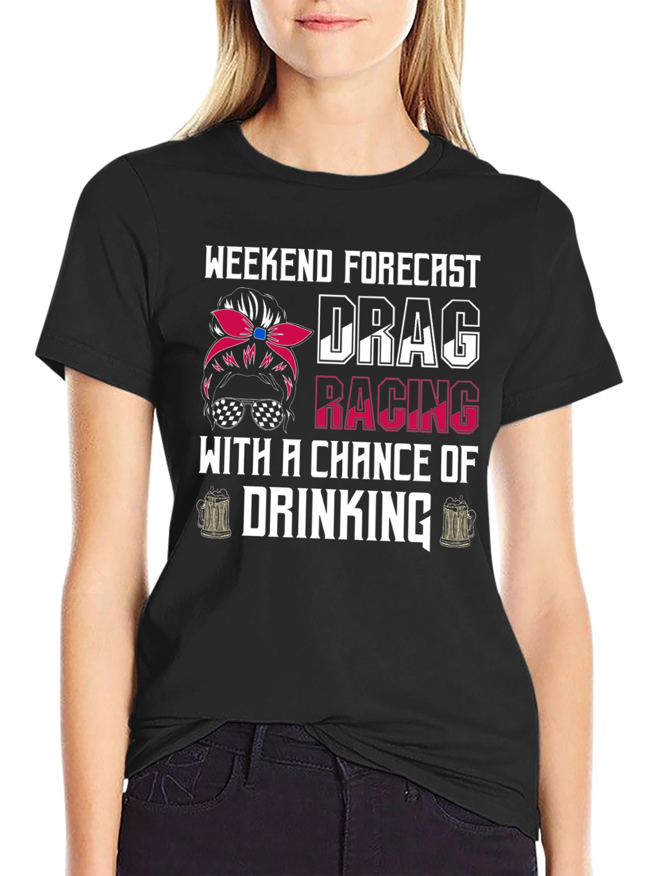 Weekend Forecast Drag Racing Drinking T-Shirt