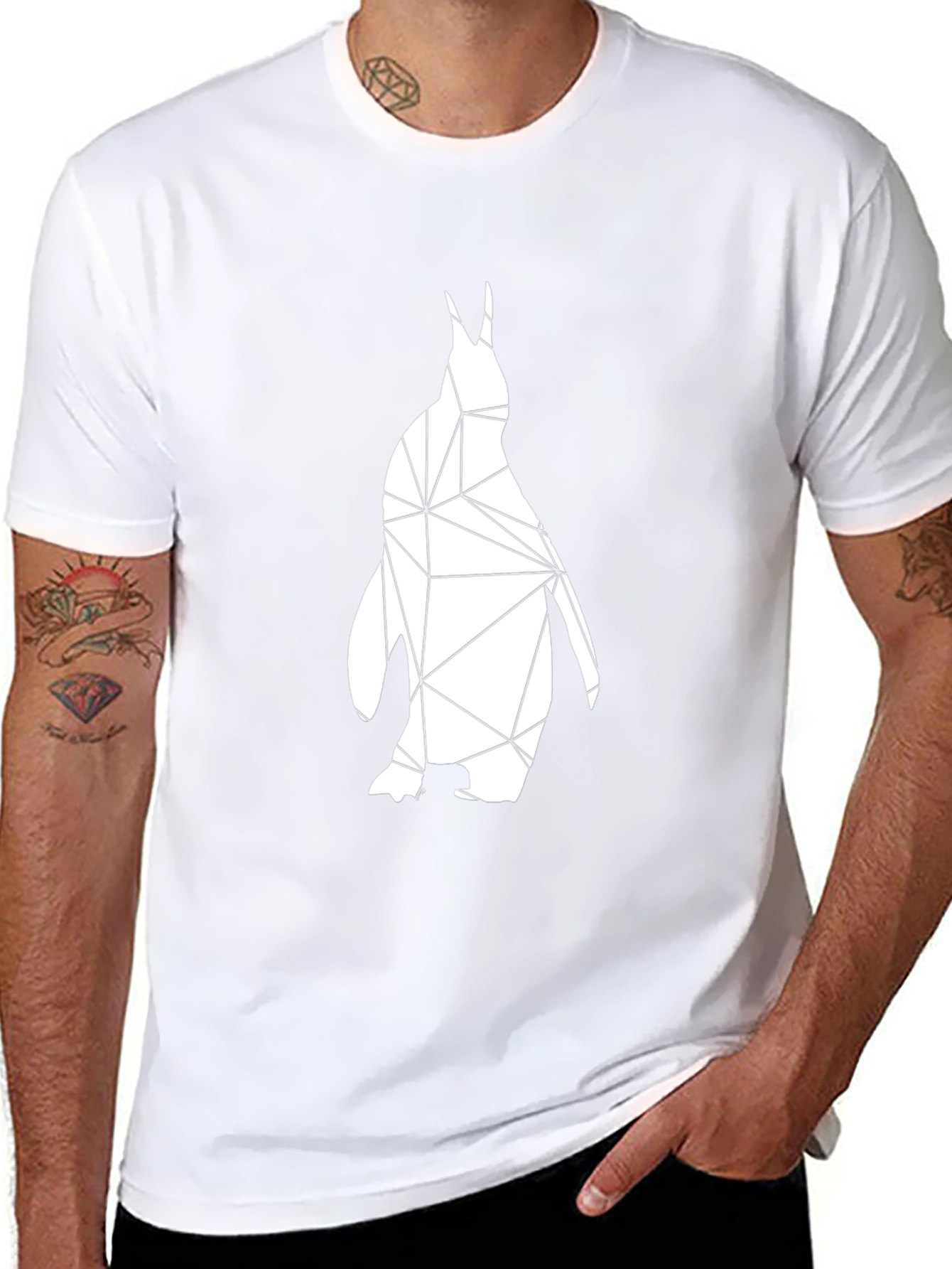 Geometric Penguin Graphic T-Shirt - Modern Black Tee