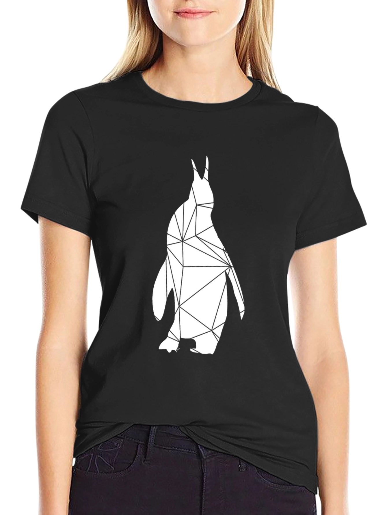 Geometric Penguin Graphic T-Shirt - Modern Black Tee