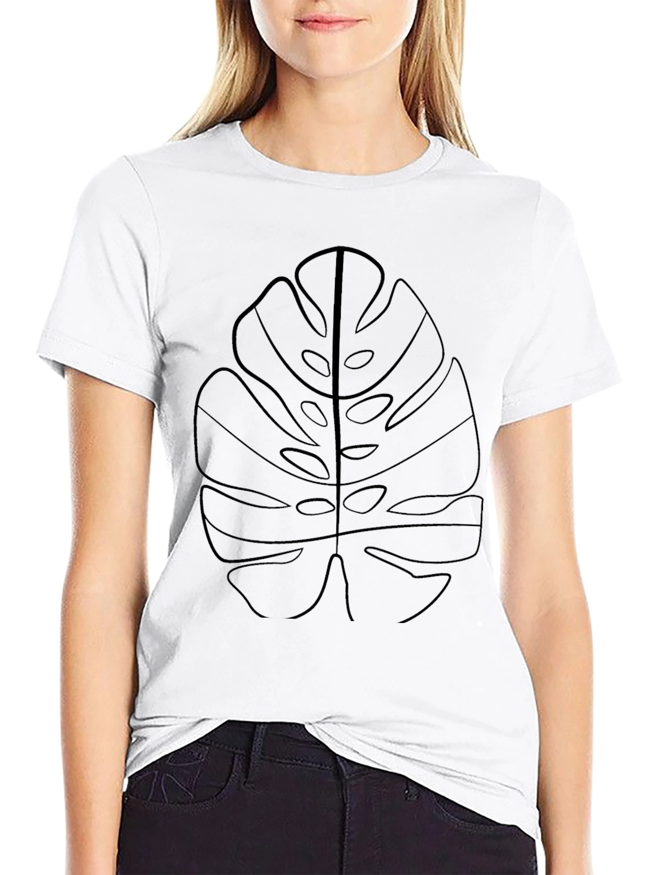 Monstera Leaf Graphic Black T-Shirt