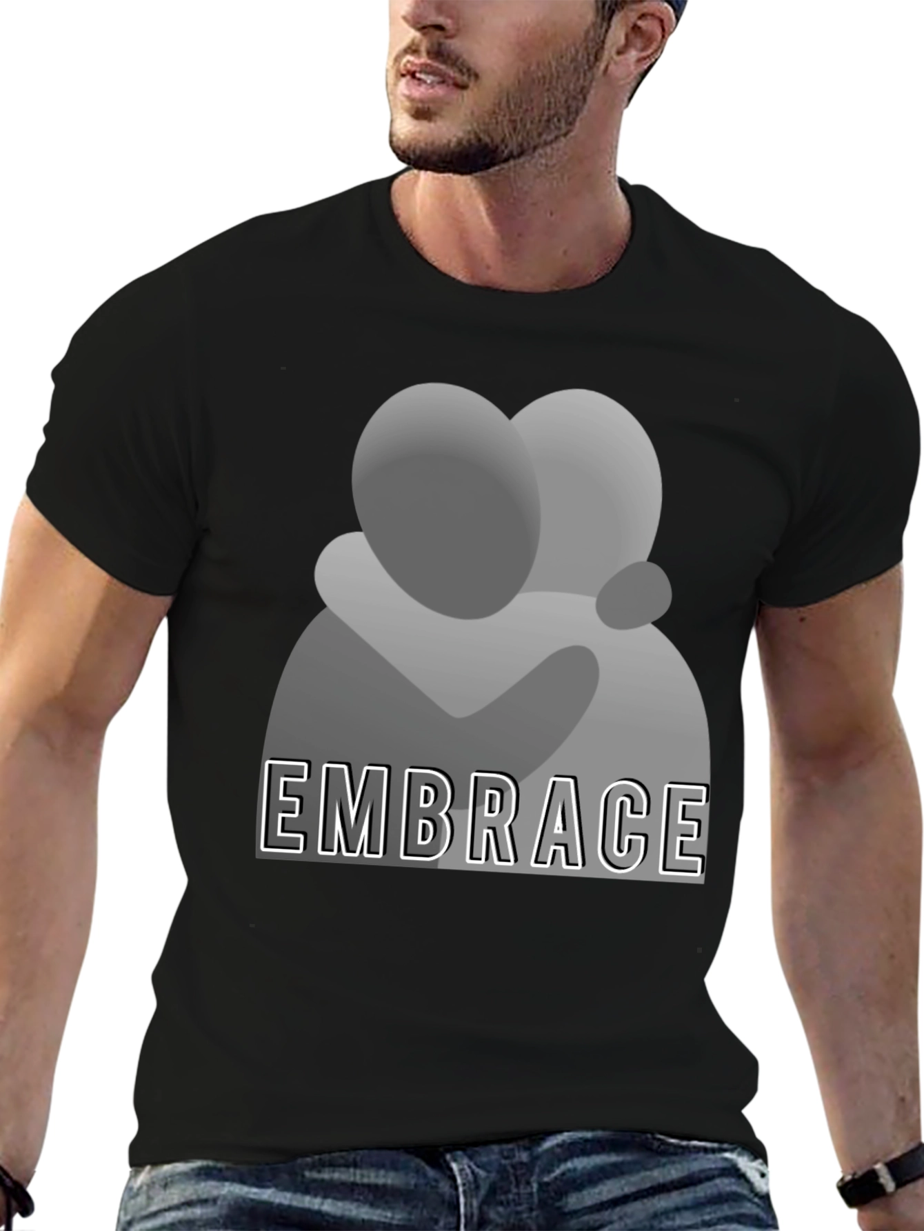 Embrace Graphic Tee - Stylish Comfort Black T-Shirt