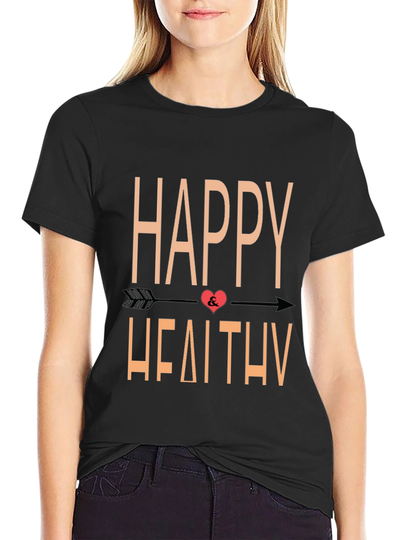 Happy & Healthy Graphic Tee - Black Casual T-Shirt