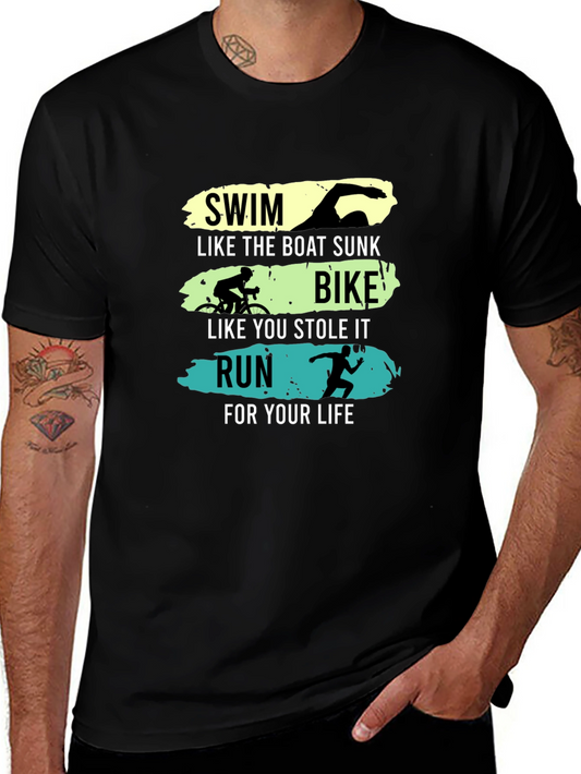 Triathlon Funny Slogan Black T-Shirt