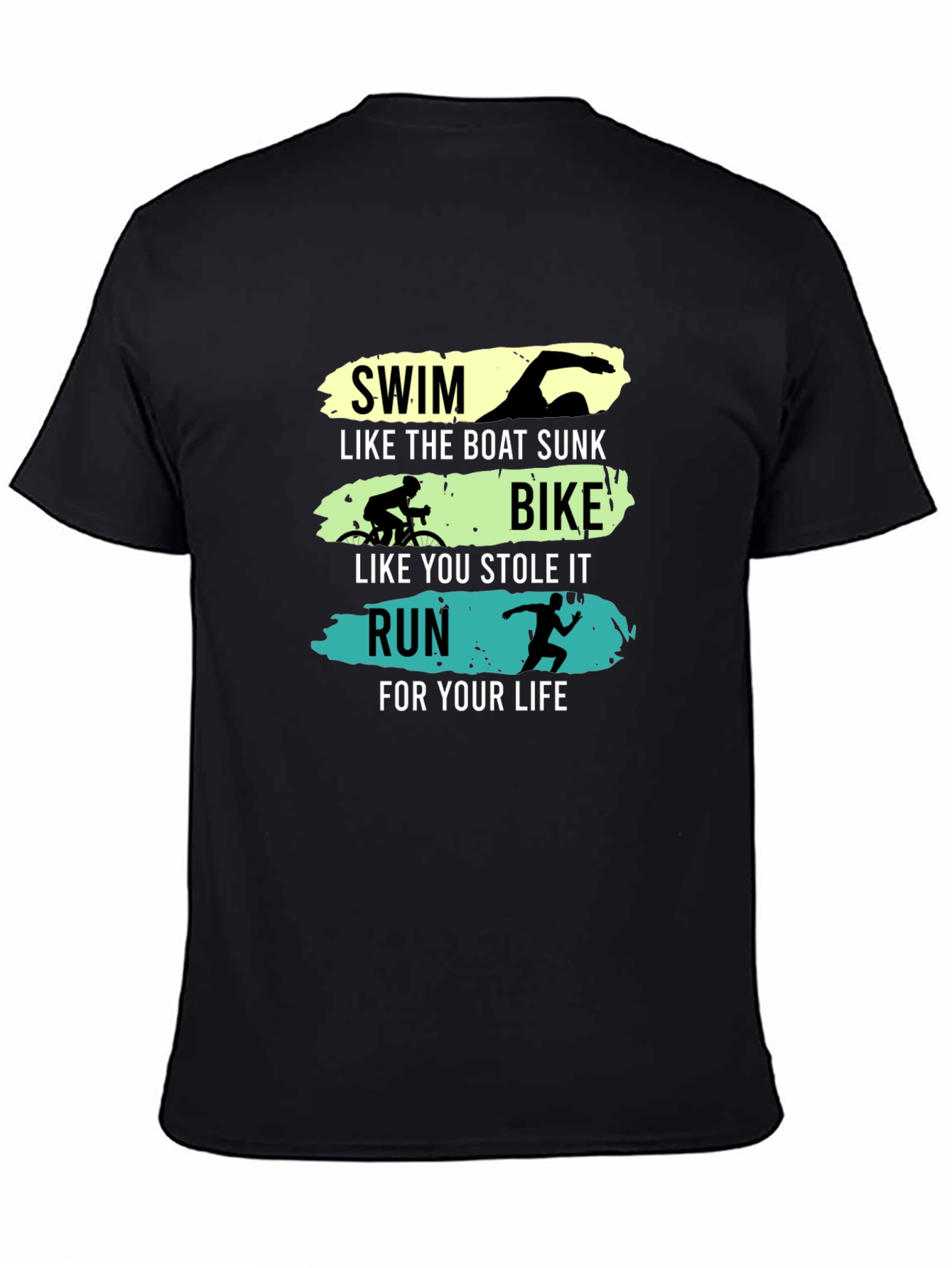 Triathlon Funny Slogan Black T-Shirt