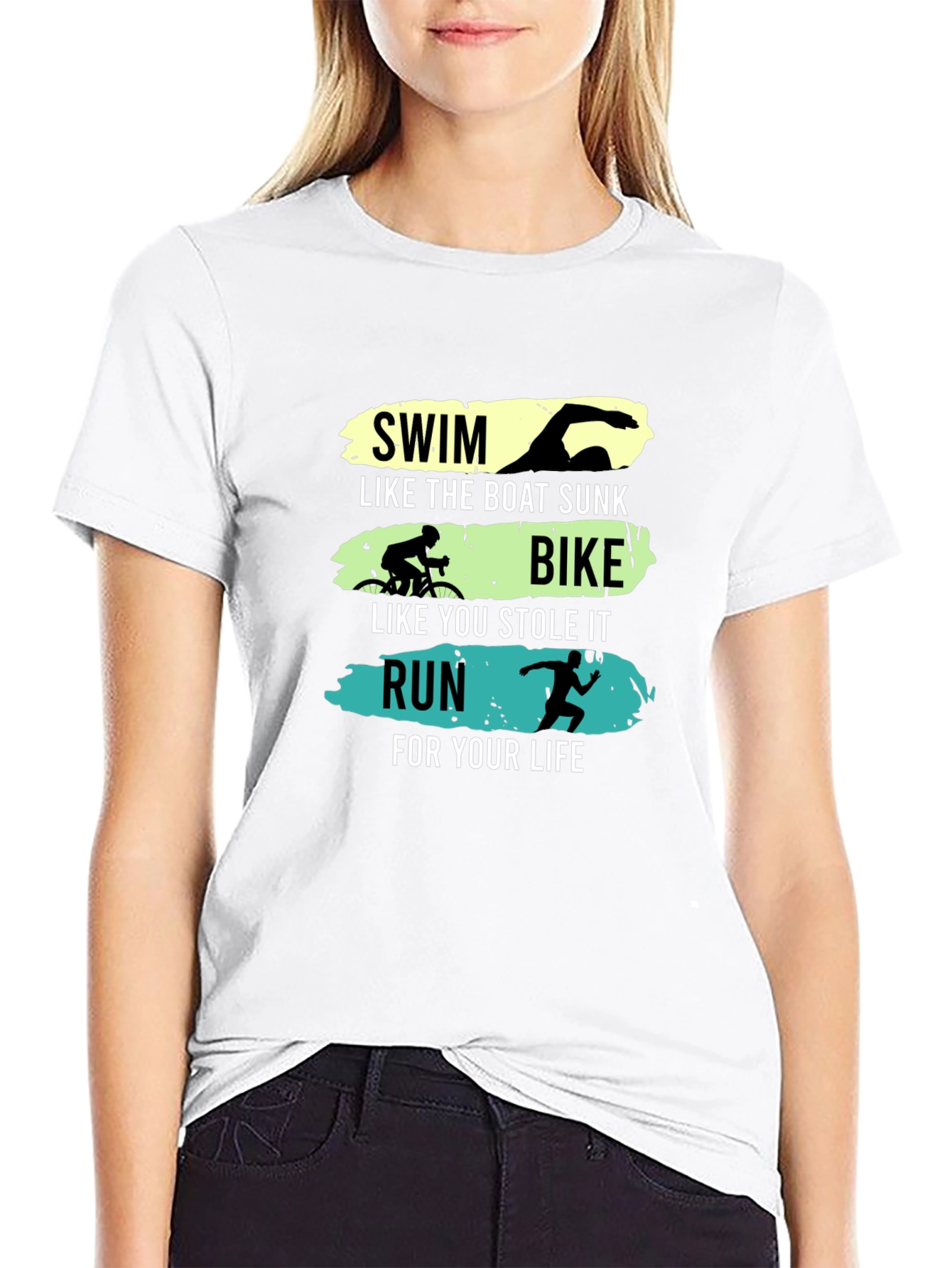 Triathlon Funny Slogan Black T-Shirt