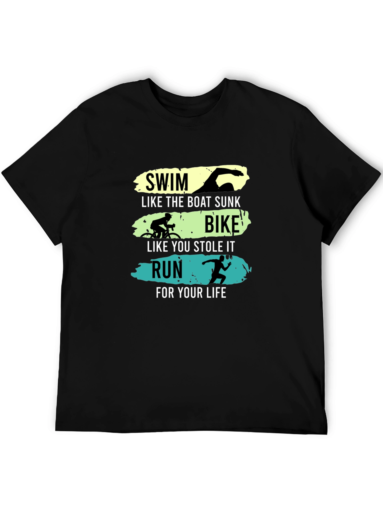 Triathlon Funny Slogan Black T-Shirt