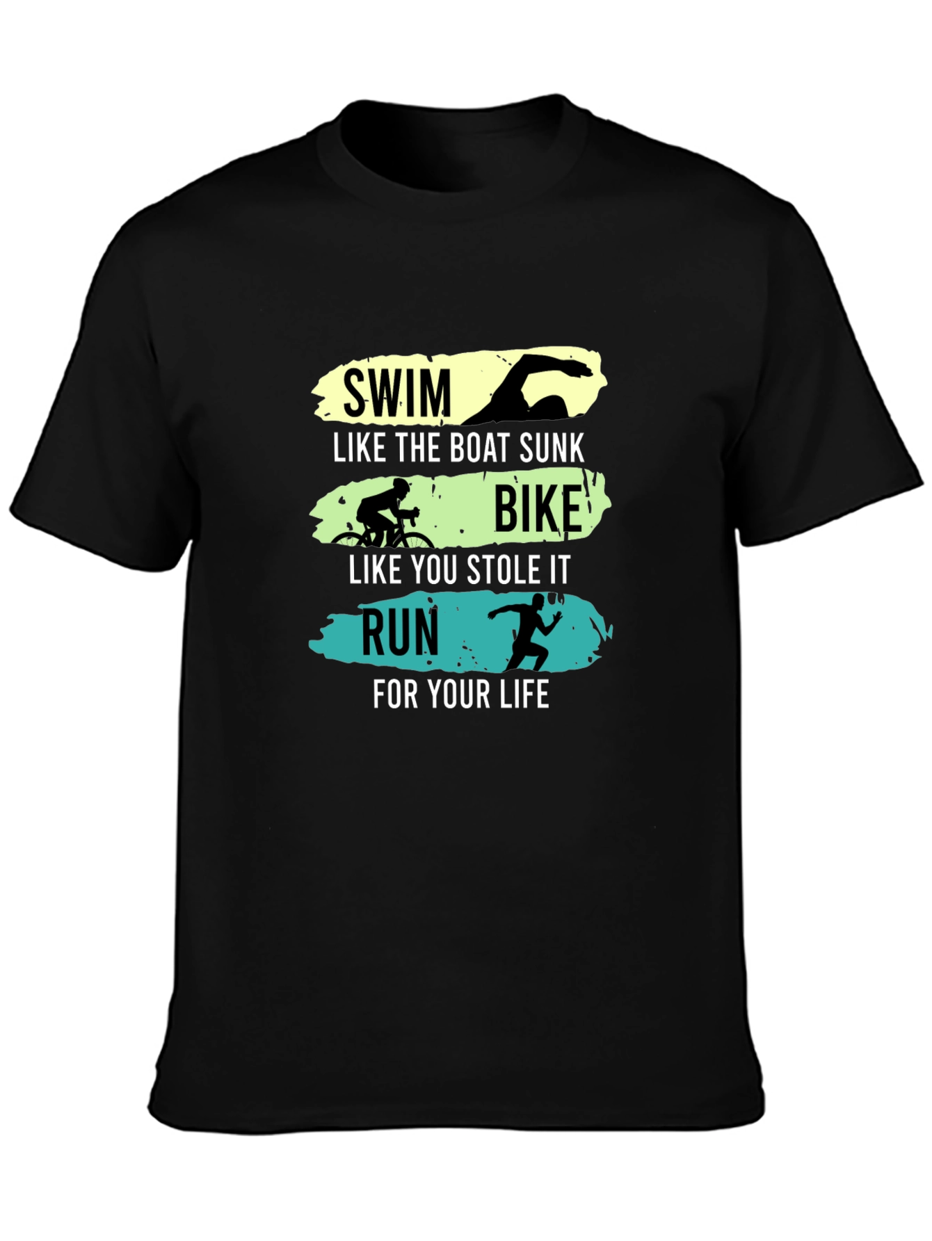 Triathlon Funny Slogan Black T-Shirt