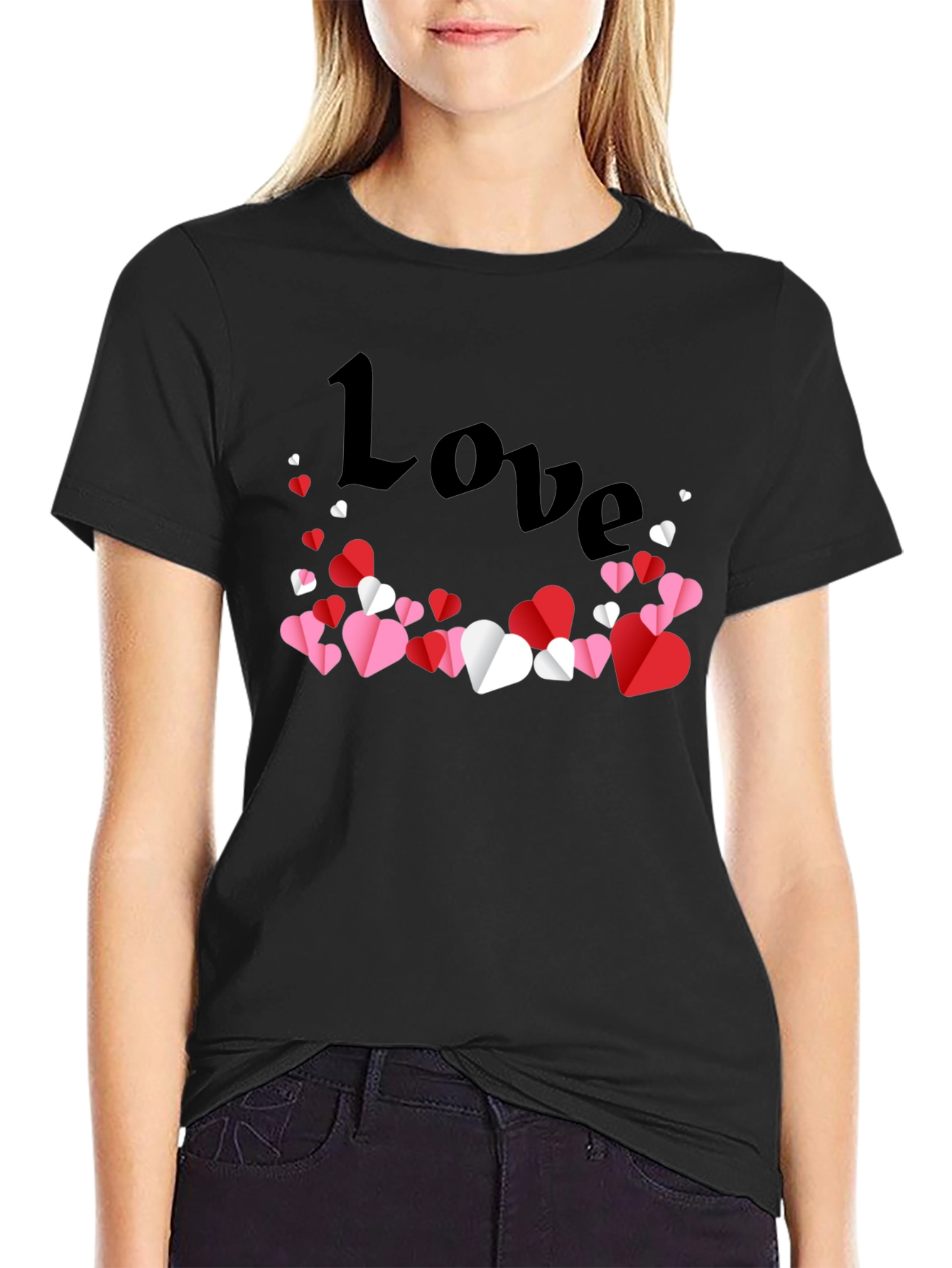 Love Heart Graphic Tee - Black