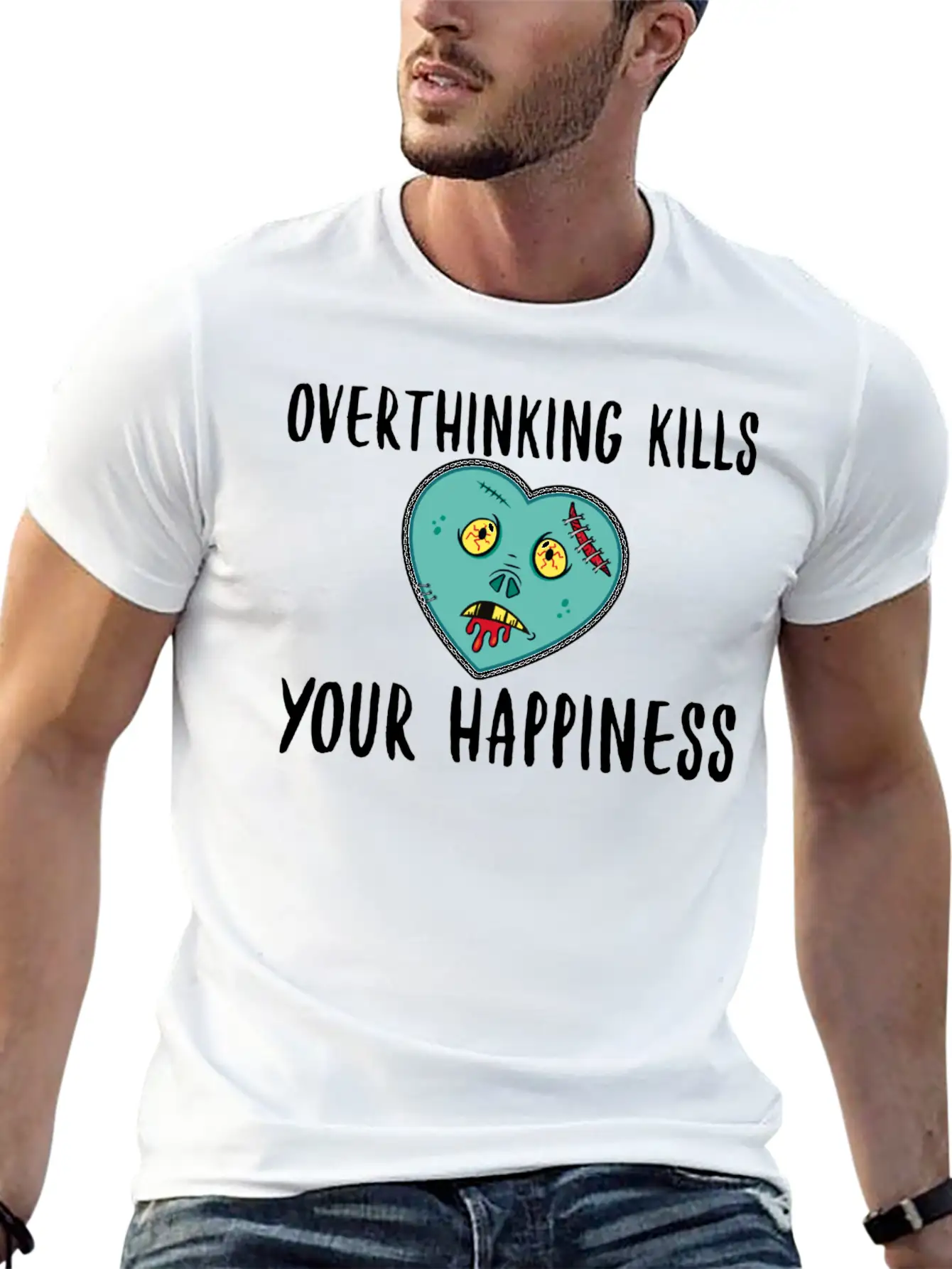 Overthinking Kills Your Happiness- Happiness Unisex Casual T-Shirt – Clean Design For Daily Comfort