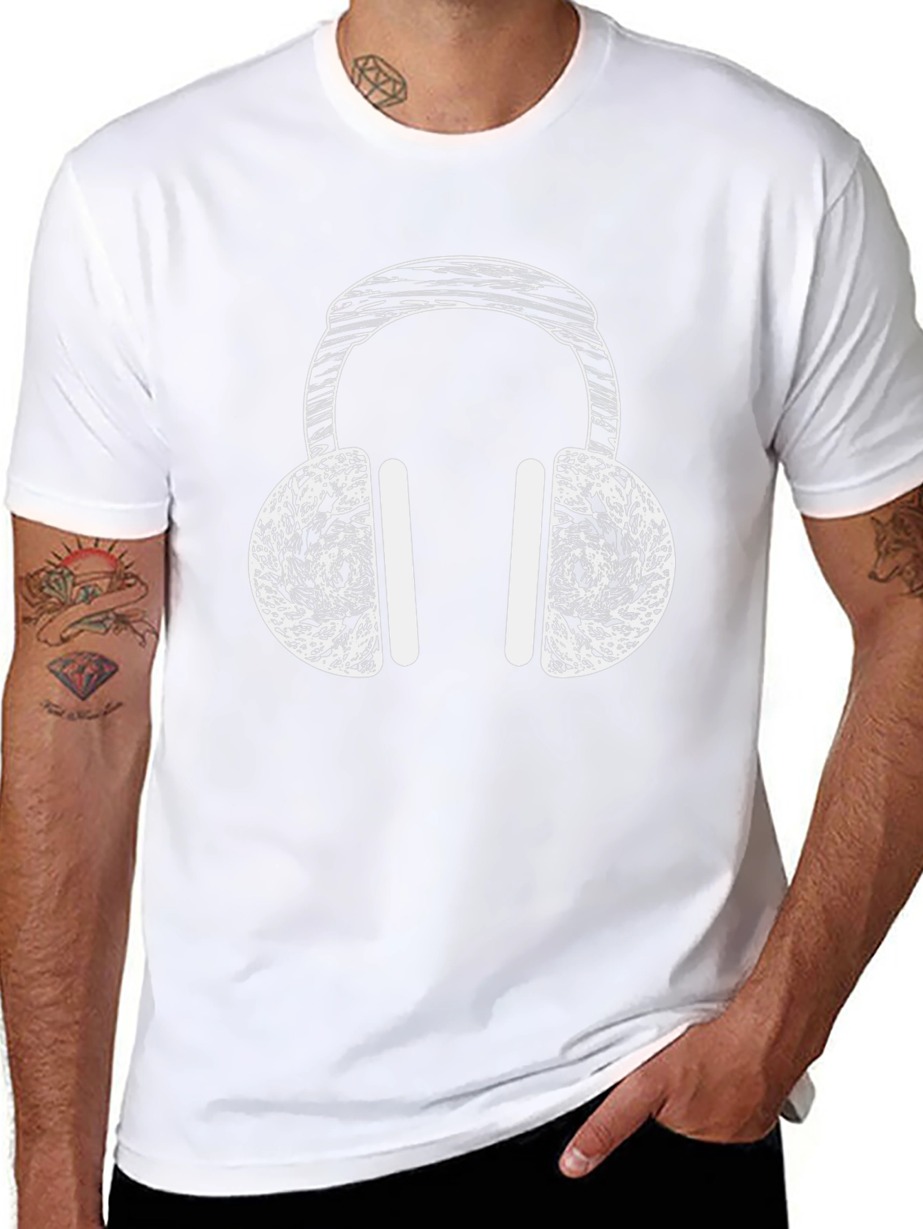 Headphone Graphic T-Shirt - Black