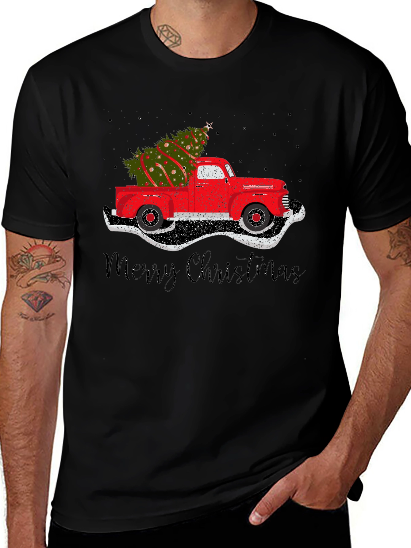 Christmas Tree Truck Graphic T-Shirt