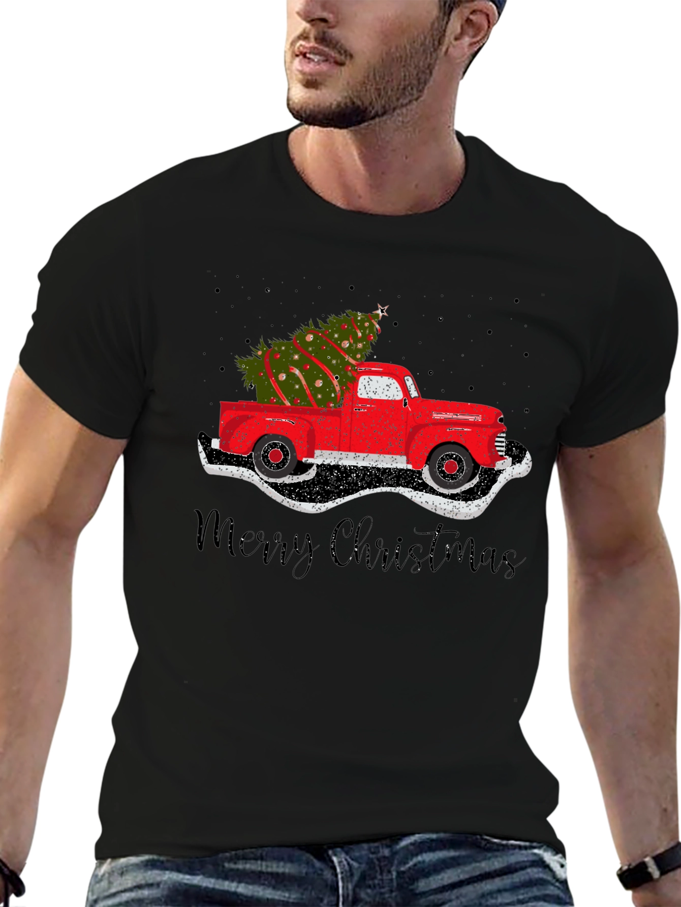 Christmas Tree Truck Graphic T-Shirt