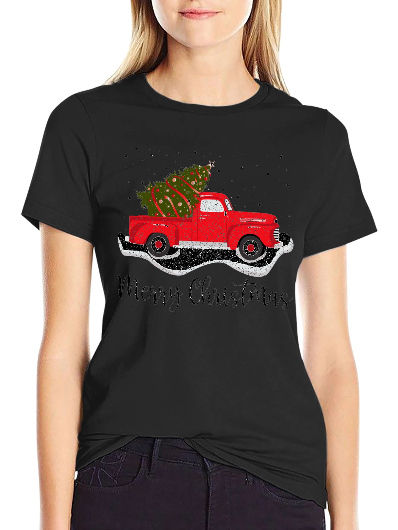 Christmas Tree Truck Graphic T-Shirt
