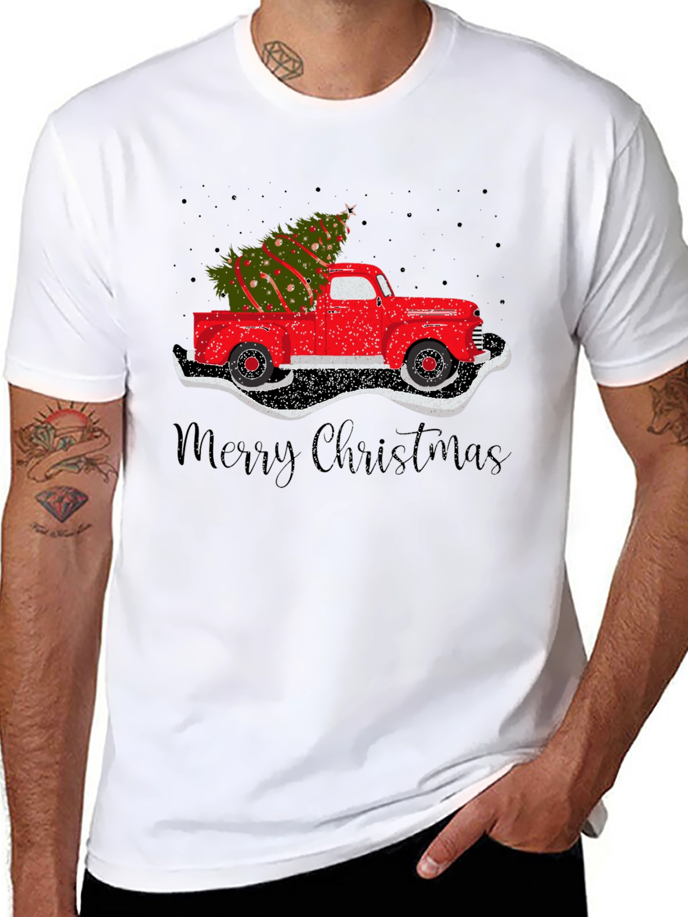 Christmas Tree Truck Graphic T-Shirt