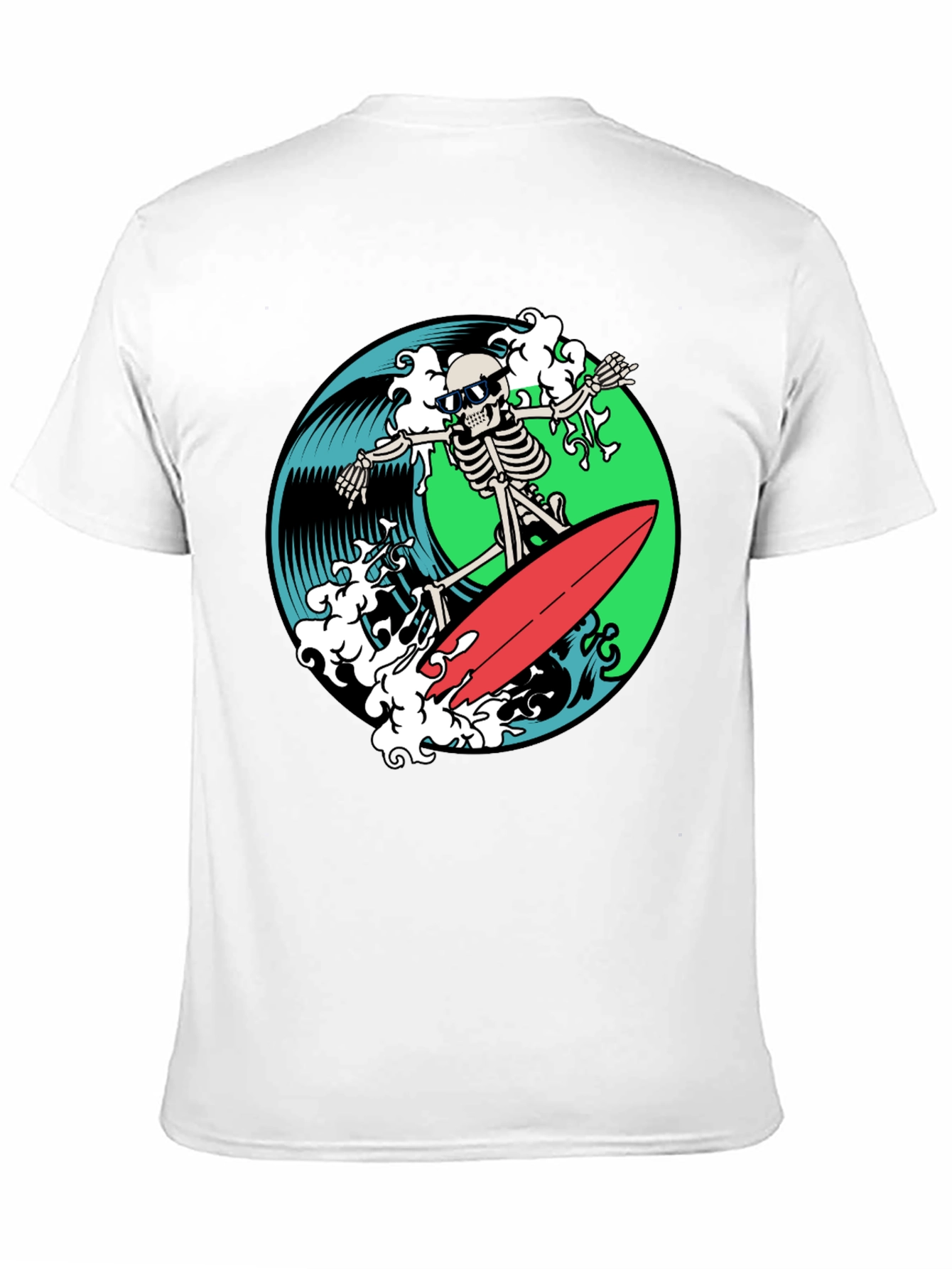 Skeleton Surfer Graphic T-Shirt - Black