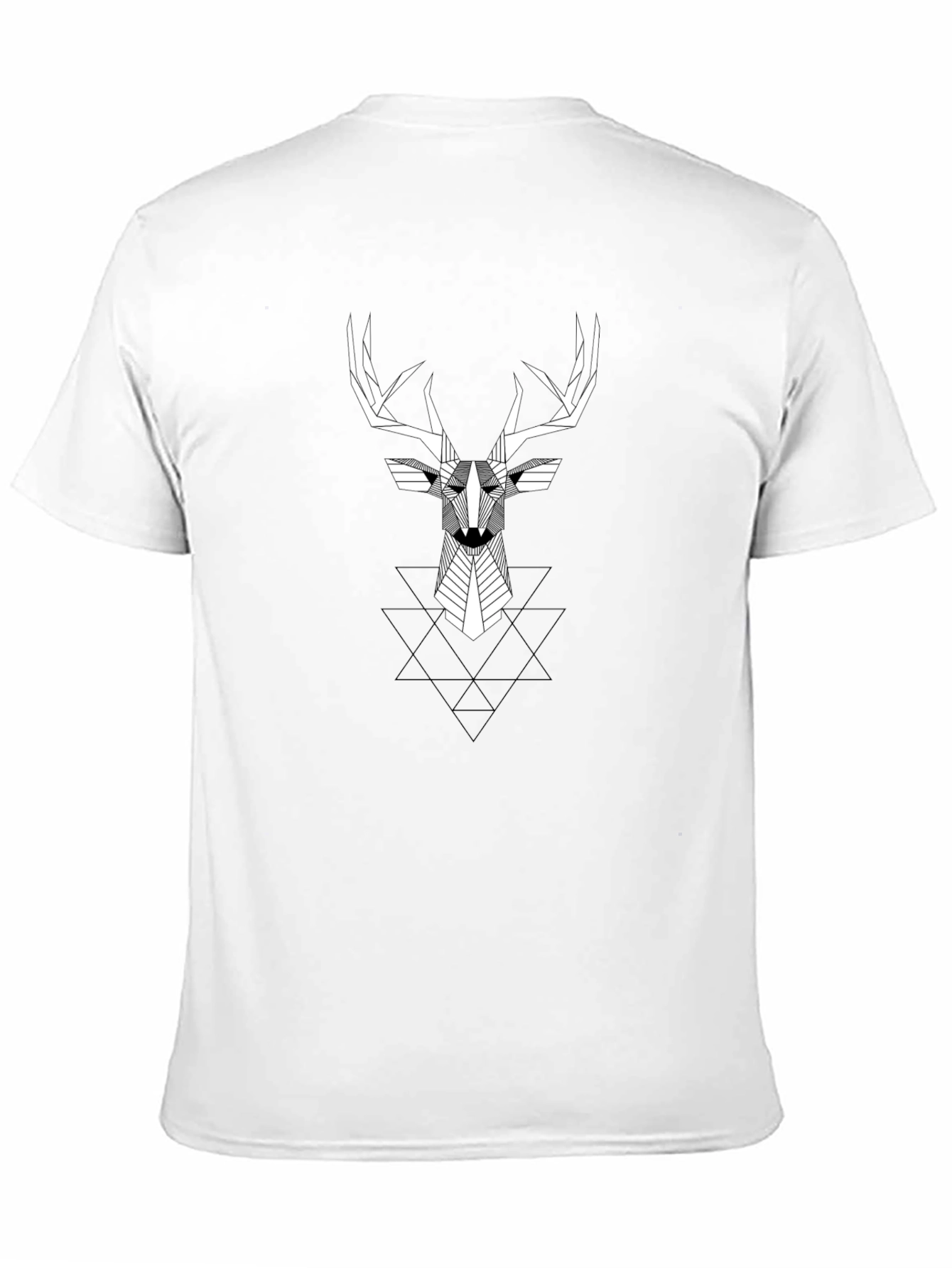 Geometric Deer Head Graphic Tee - Black