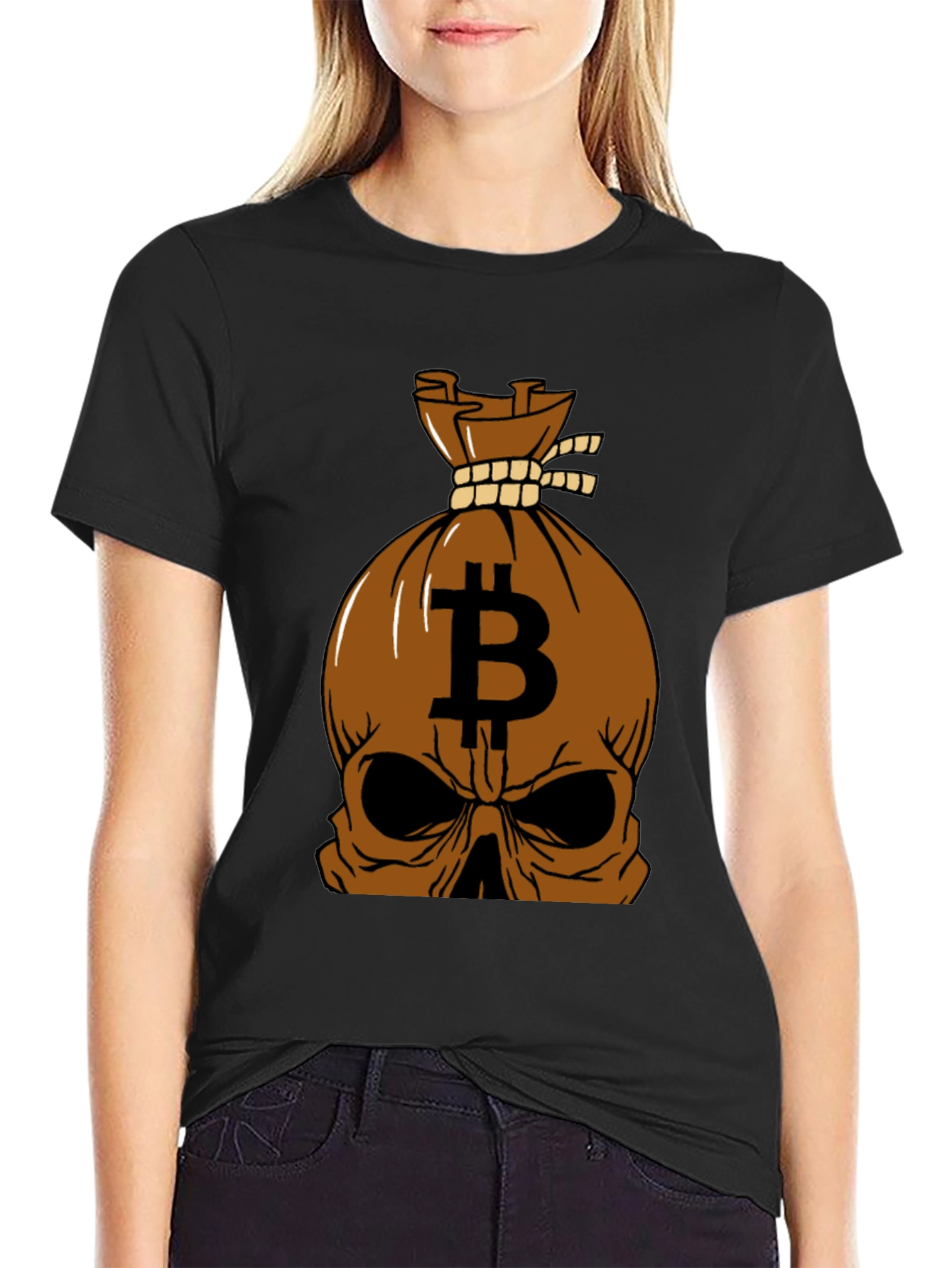 Bitcoin Skull Graphic Tee - Crypto Enthusiast Apparel