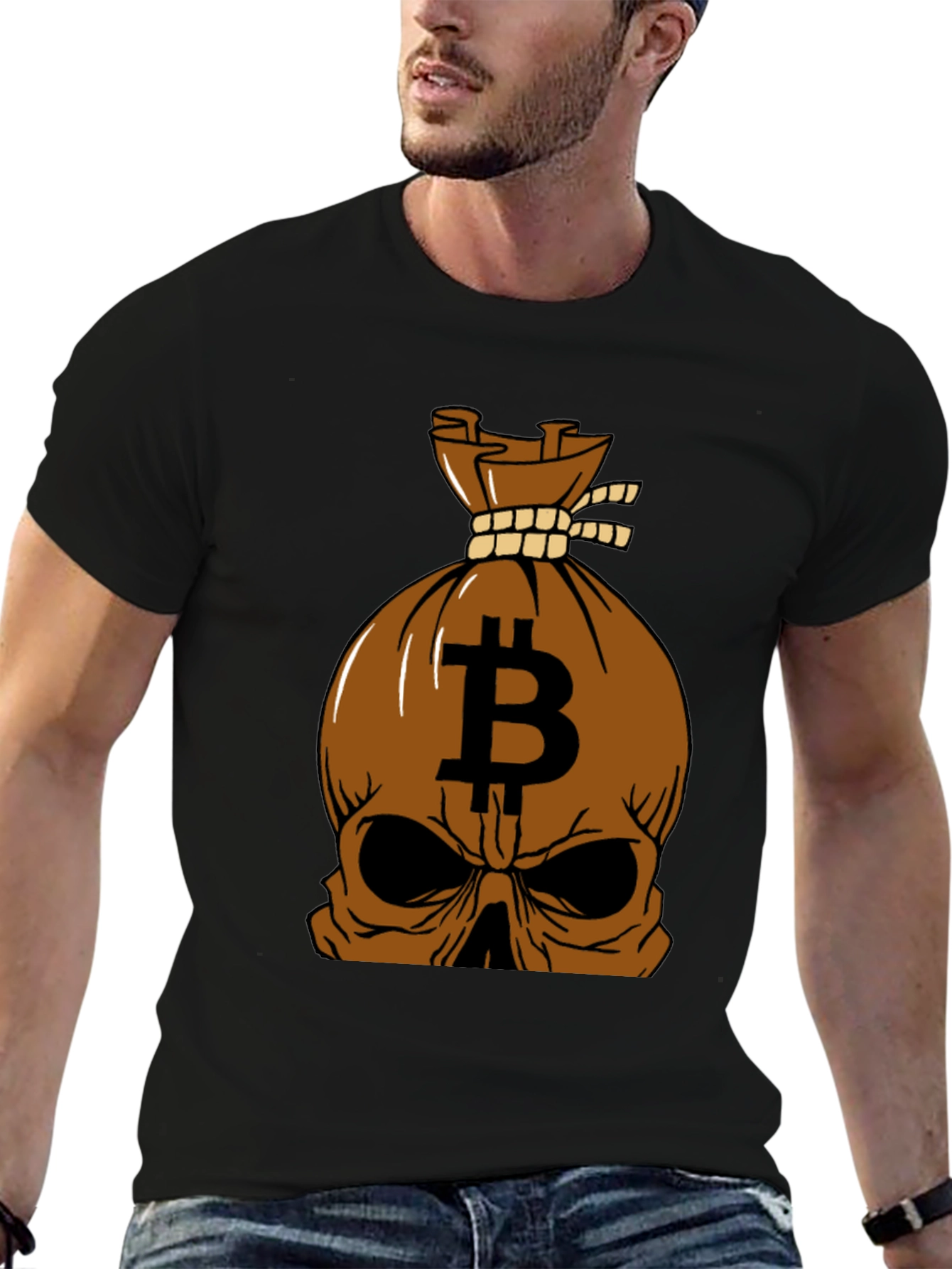 Bitcoin Skull Graphic Tee - Crypto Enthusiast Apparel
