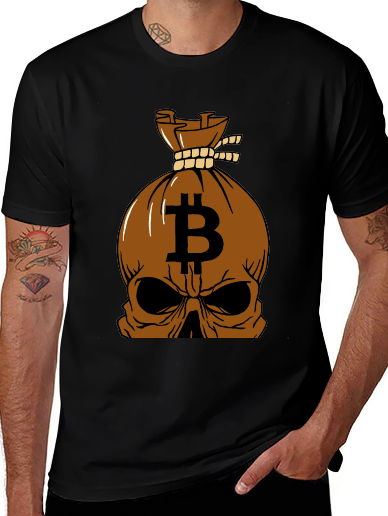 Bitcoin Skull Graphic Tee - Crypto Enthusiast Apparel