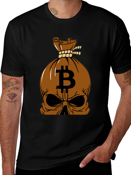 Bitcoin Skull Graphic Tee - Crypto Enthusiast Apparel
