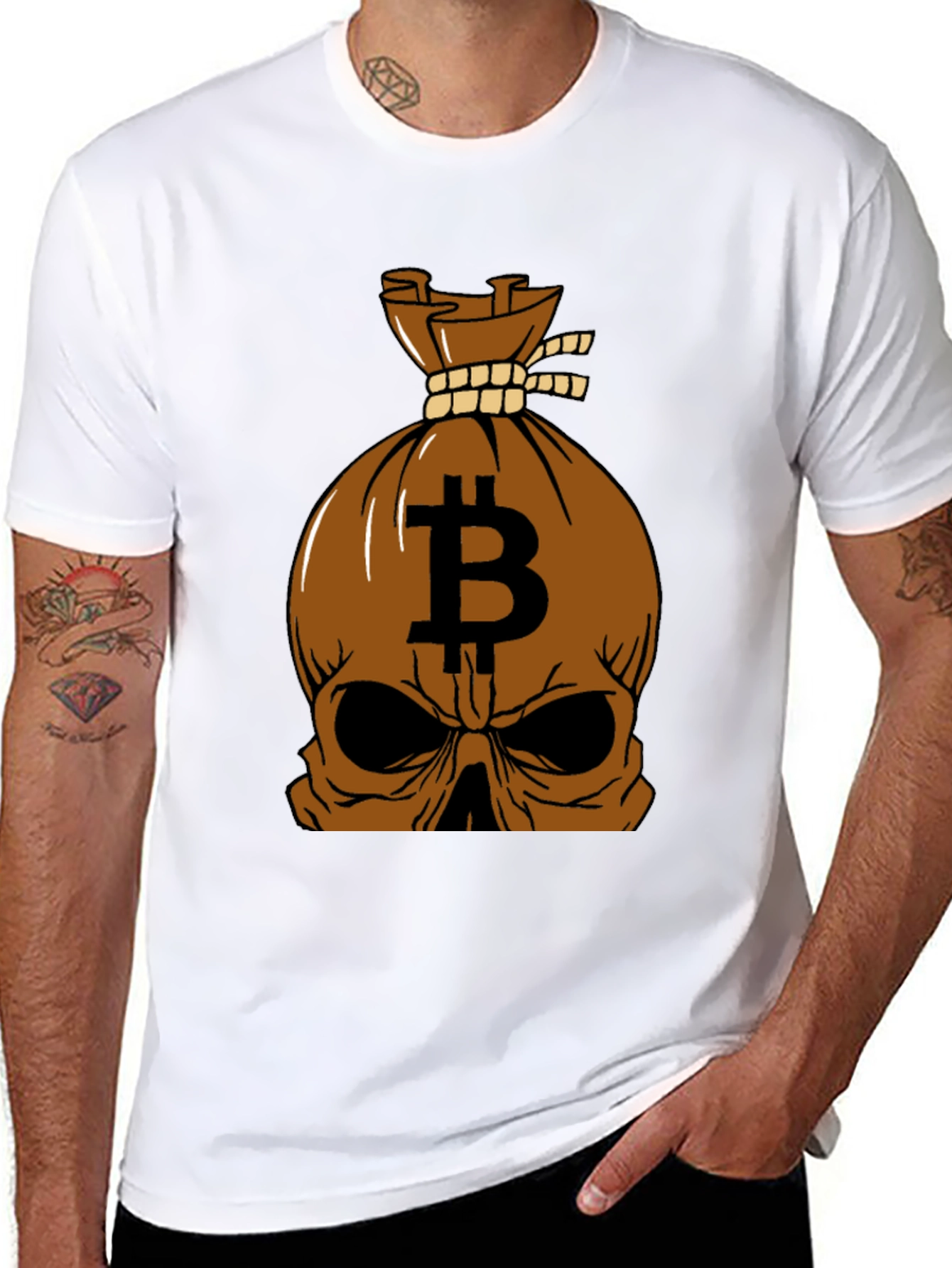 Bitcoin Skull Graphic Tee - Crypto Enthusiast Apparel