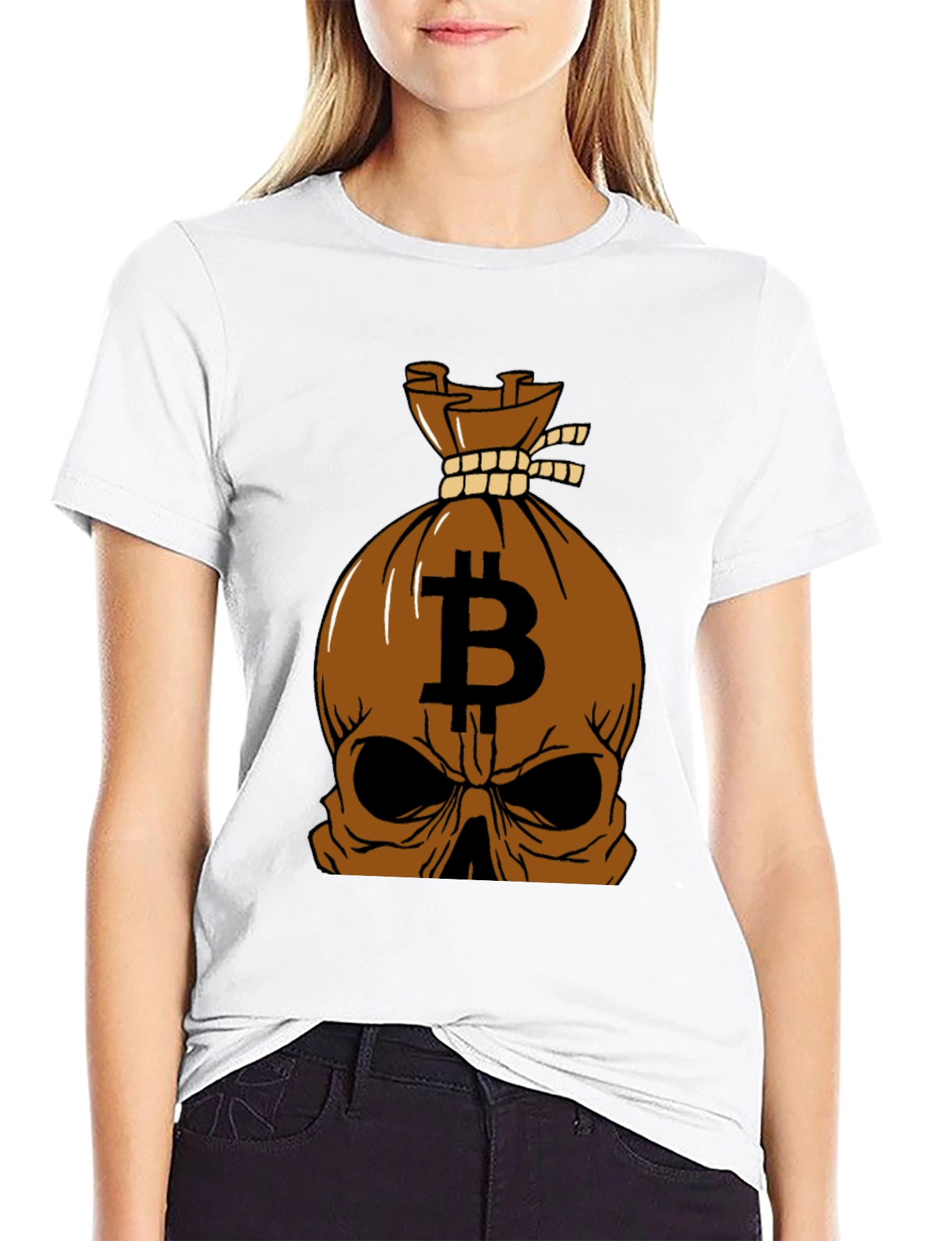 Bitcoin Skull Graphic Tee - Crypto Enthusiast Apparel