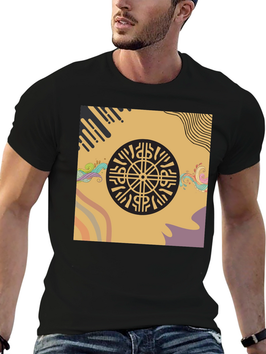 Retro Graphic Print Black T-Shirt