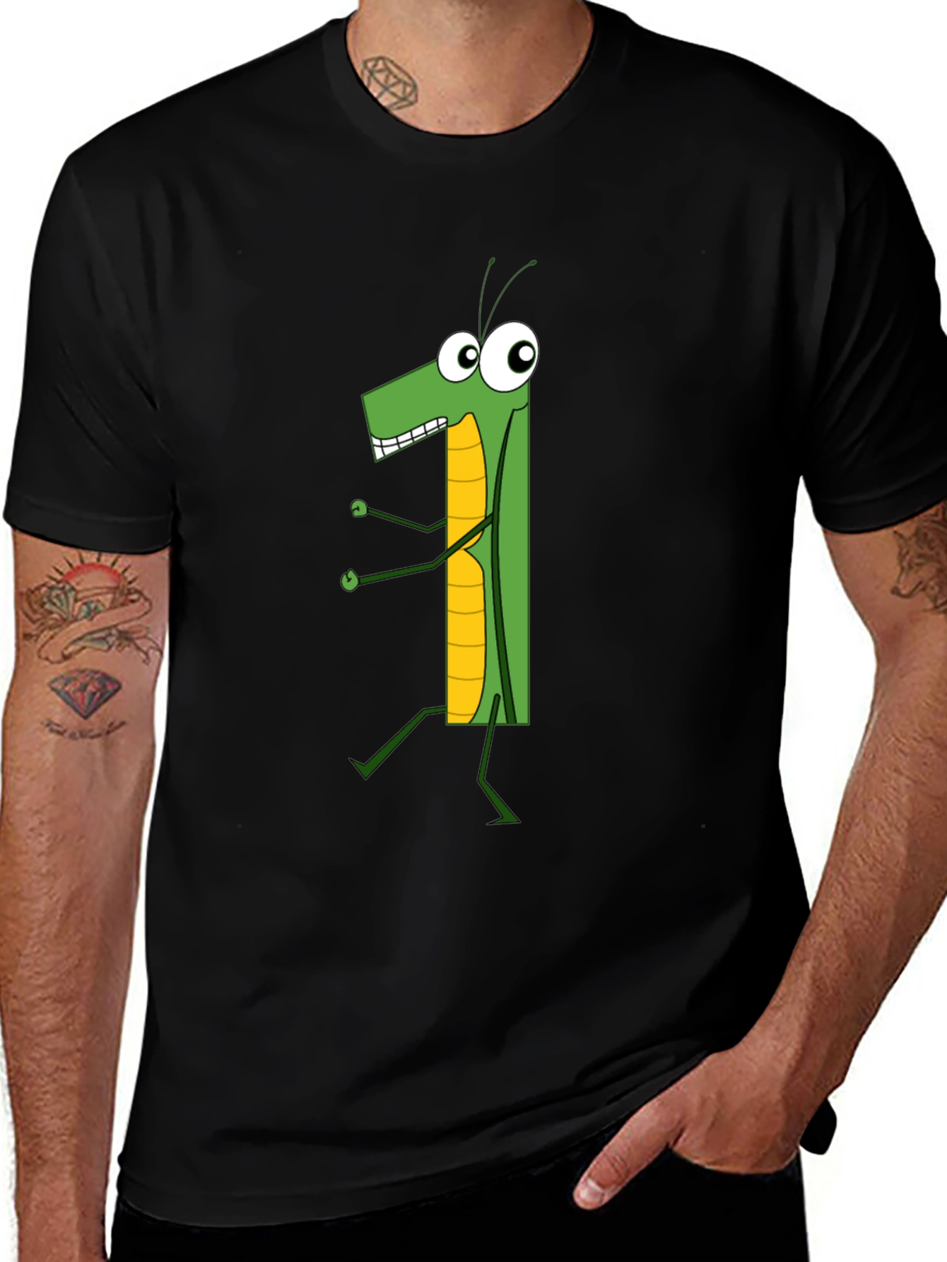 Cartoon Grasshopper Graphic T-Shirt