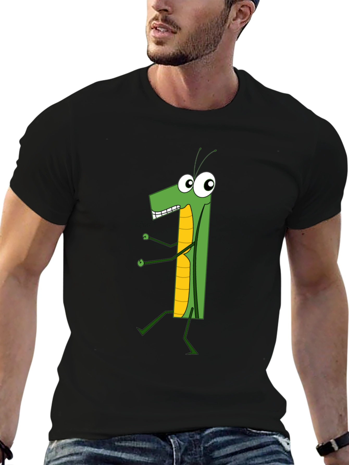 Cartoon Grasshopper Graphic T-Shirt