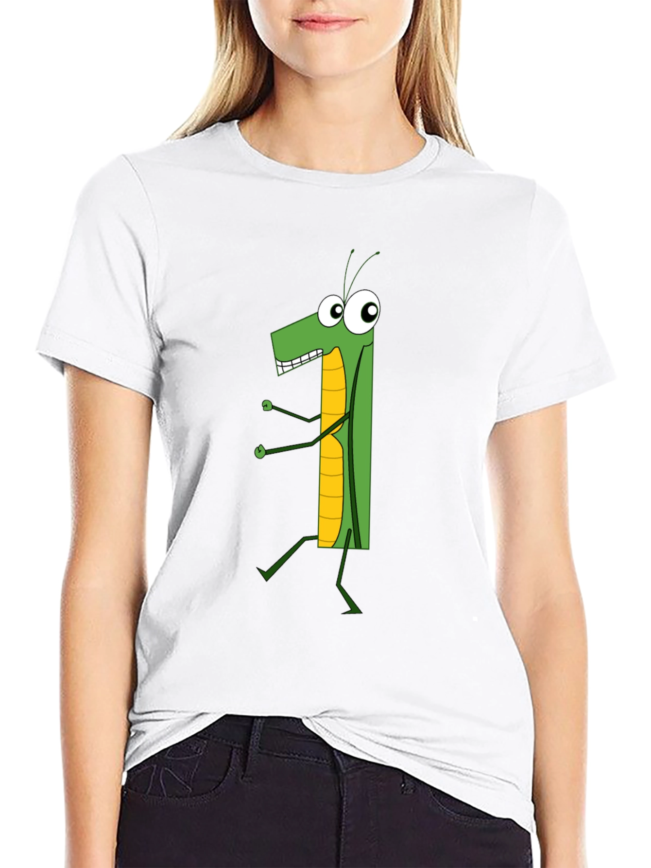 Cartoon Grasshopper Graphic T-Shirt