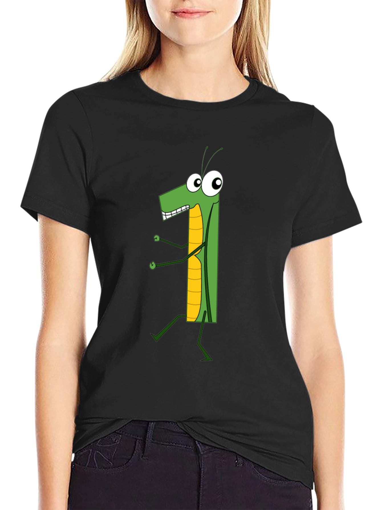Cartoon Grasshopper Graphic T-Shirt