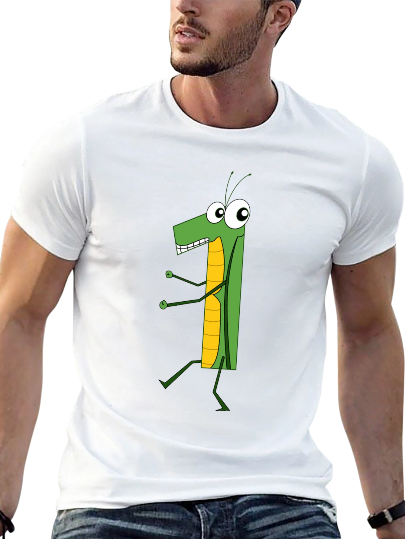 Cartoon Grasshopper Graphic T-Shirt