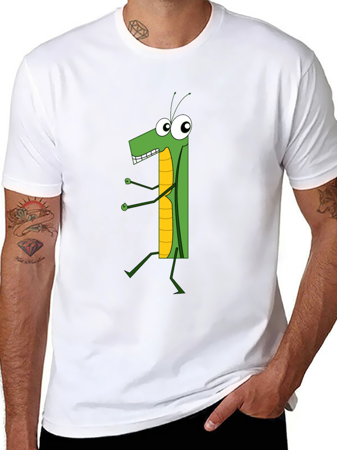 Cartoon Grasshopper Graphic T-Shirt
