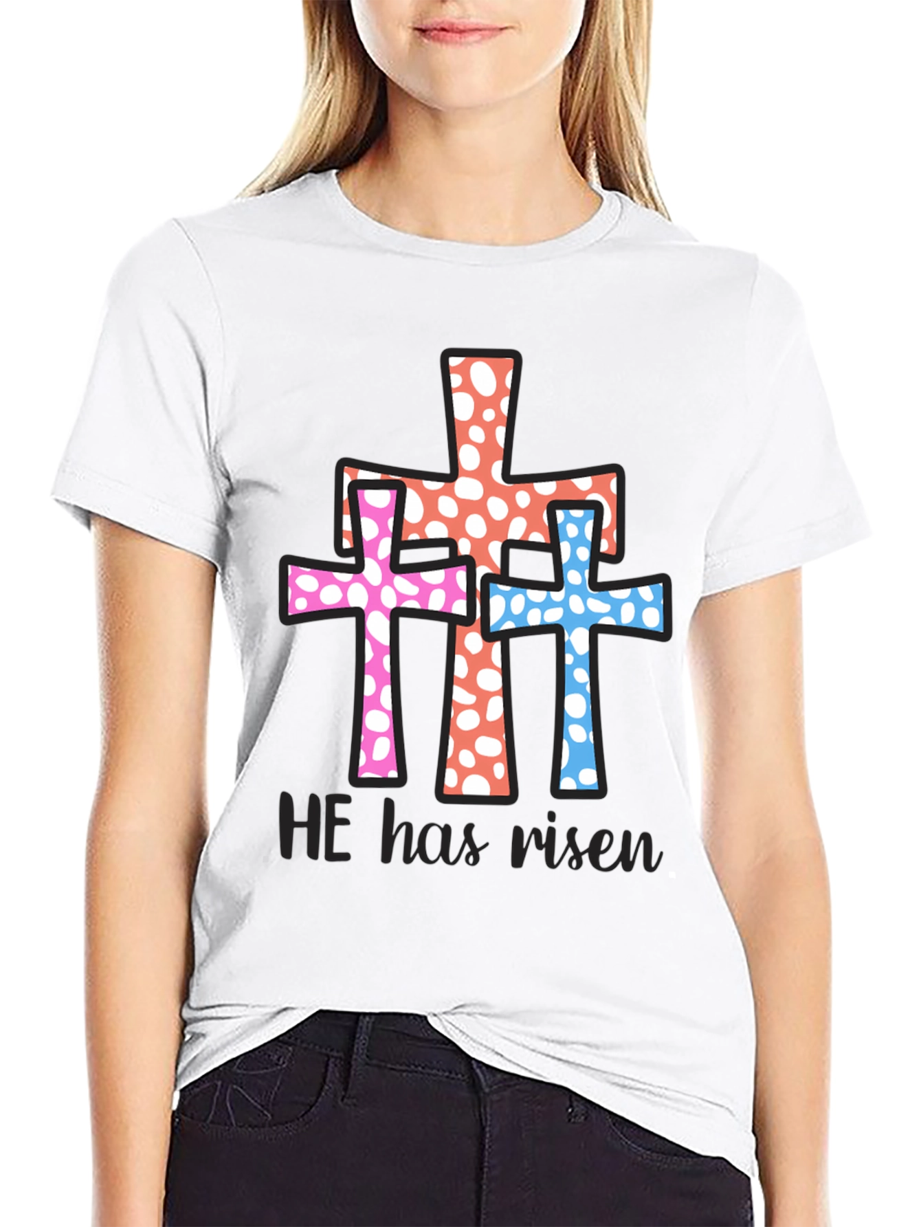He Has Risen Easter Cross Graphic Tee